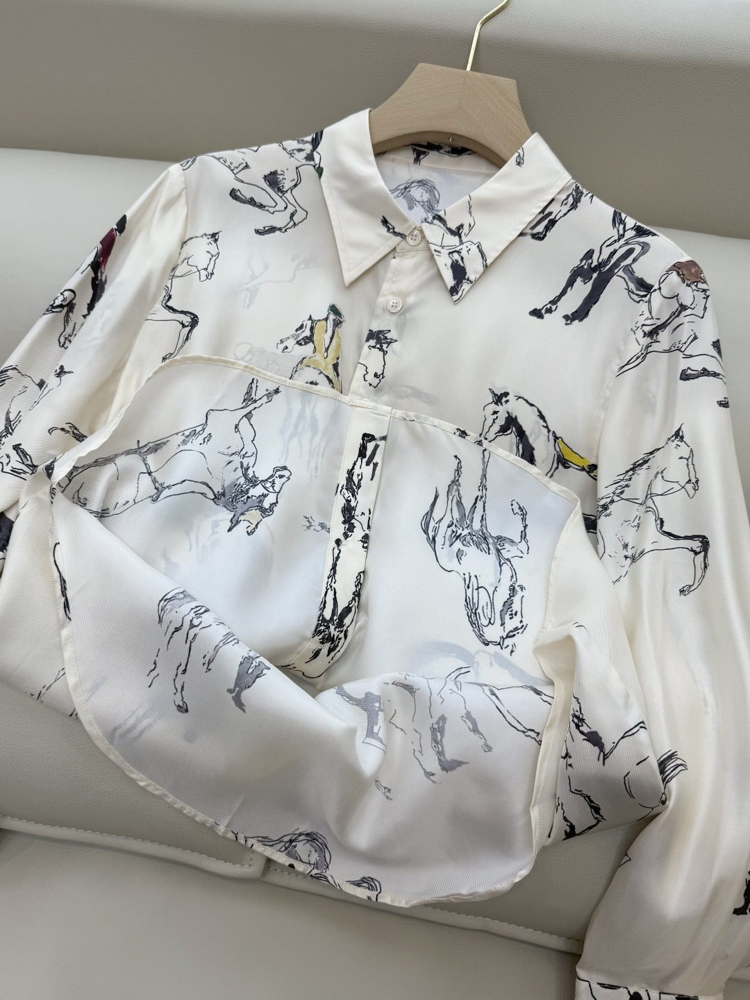 BS1019#新款衬衫💕LP 🌾100% 斜纹真丝印花长袖衬衫 36/38/40/42