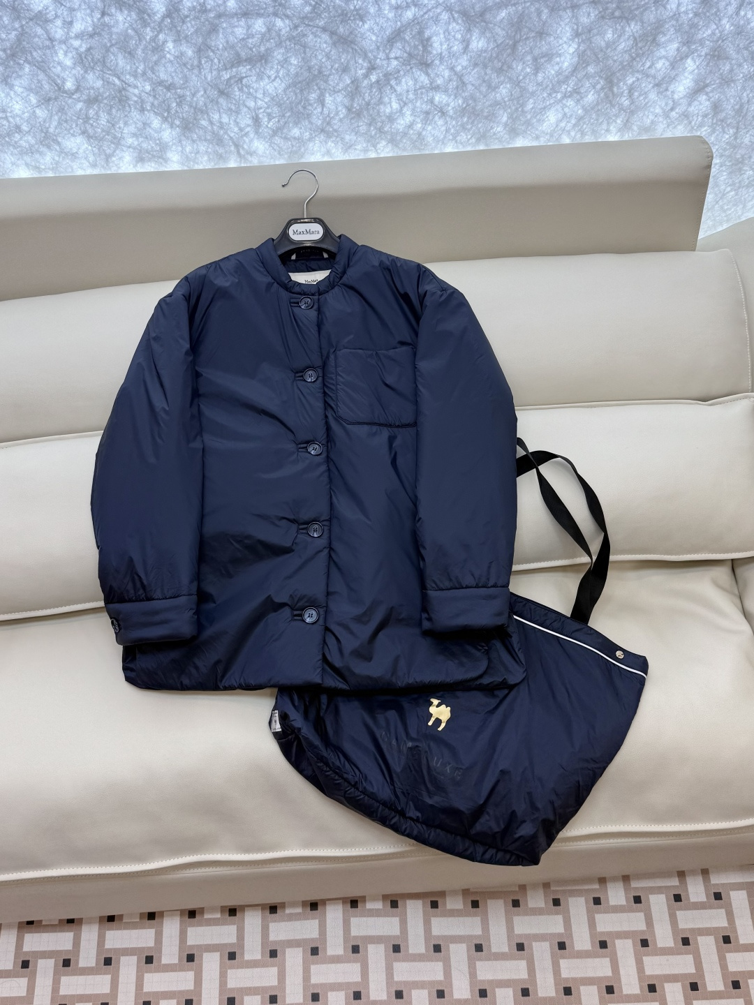 MX700#新款驼绒服⚠️🌾 Max 顶级版 48% 骆驼绒 4%桑蚕丝 进口面料 骆驼绒棉服 藏青色  38/40/4