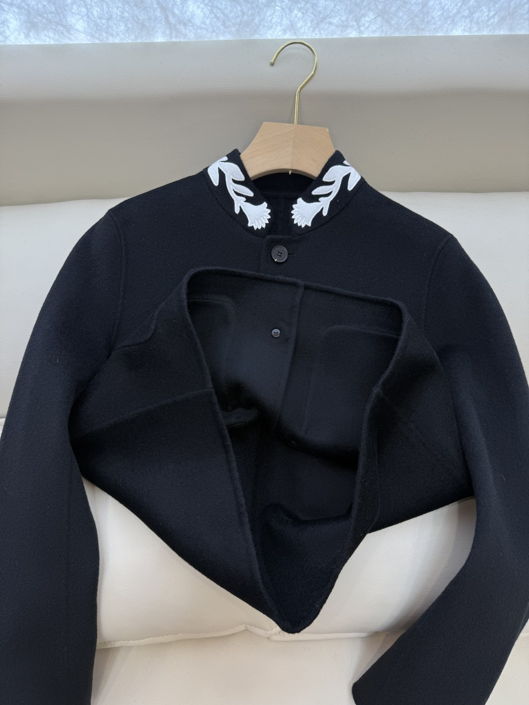 QD8202#新款大衣💕LP 🌾100%羊毛 10%羊绒 绣花领 羊毛外套 36-42