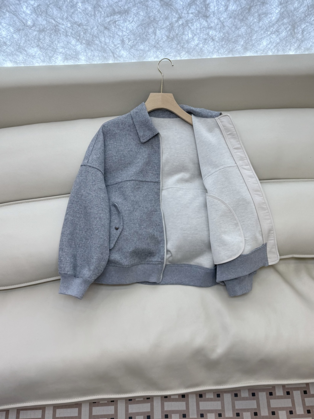 QD7929#新款外套💕BC 100% 羊毛 拉链款 羊毛外套 灰色 36-42