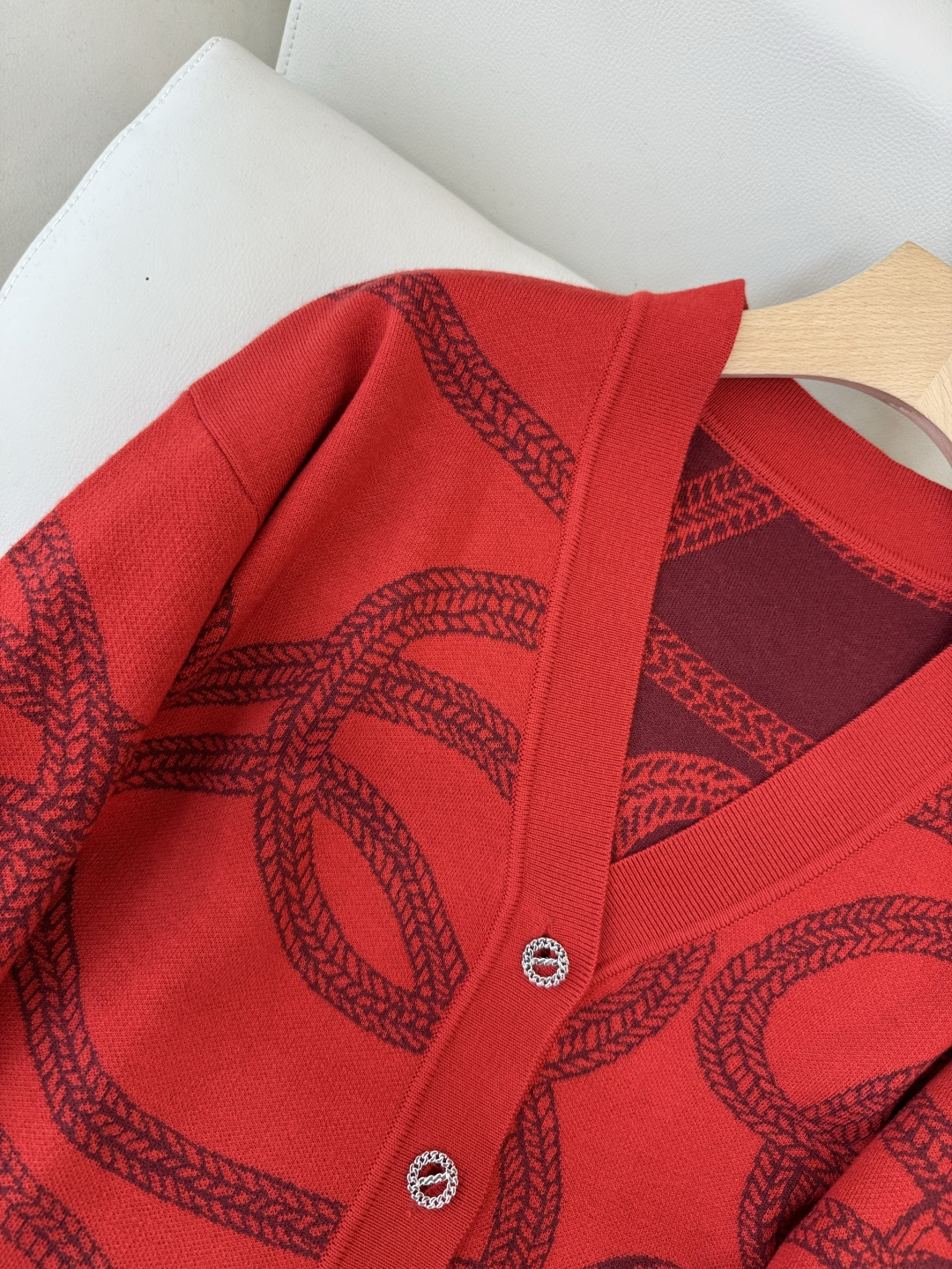 H32590#新款羊毛针织💕H家 爱马仕 20% 羊毛 开衫外套 羊毛针织衫 黑色 红色 S-XL