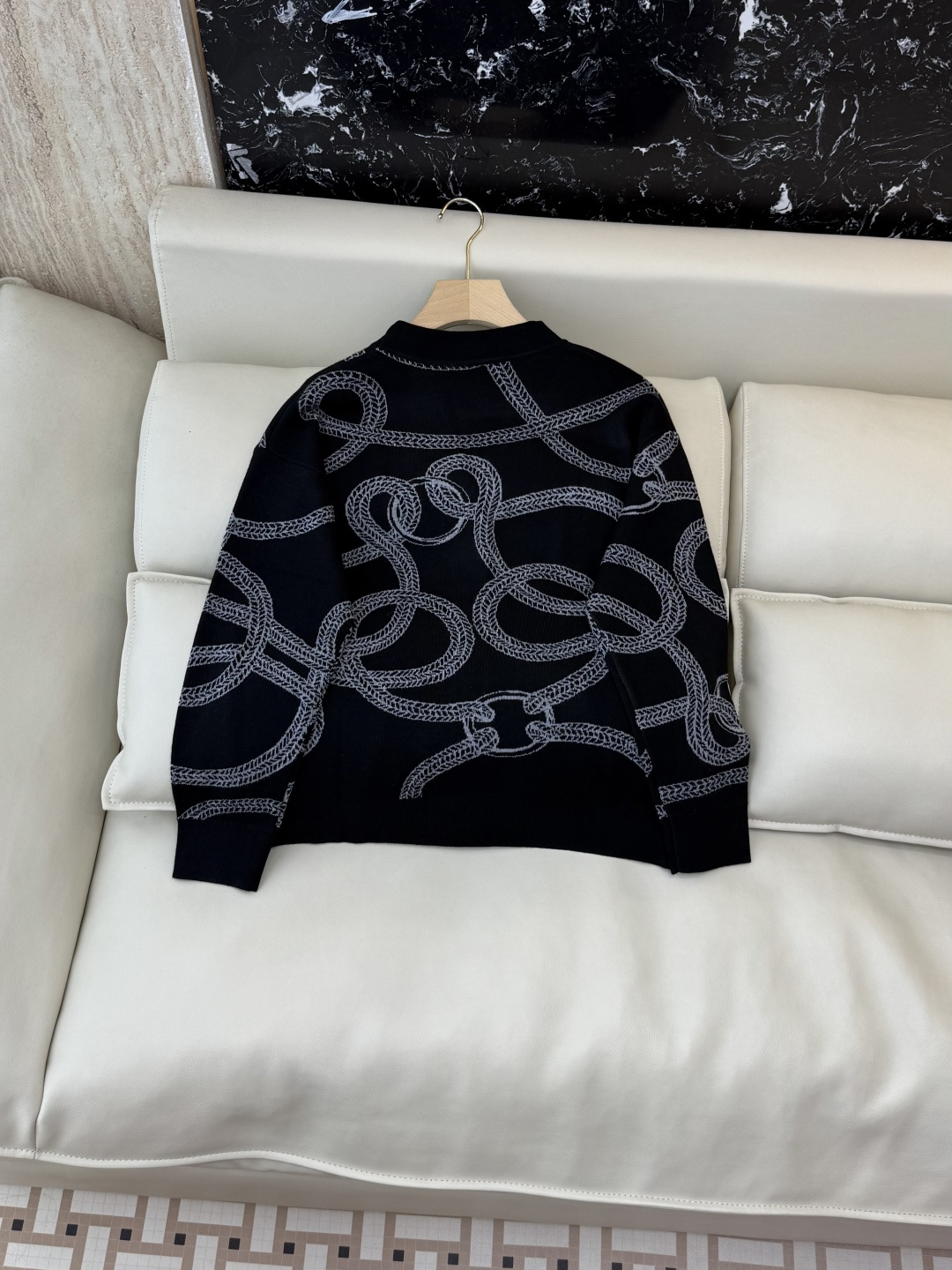 H32590#新款羊毛针织💕H家 爱马仕 20% 羊毛 开衫外套 羊毛针织衫 黑色 红色 S-XL