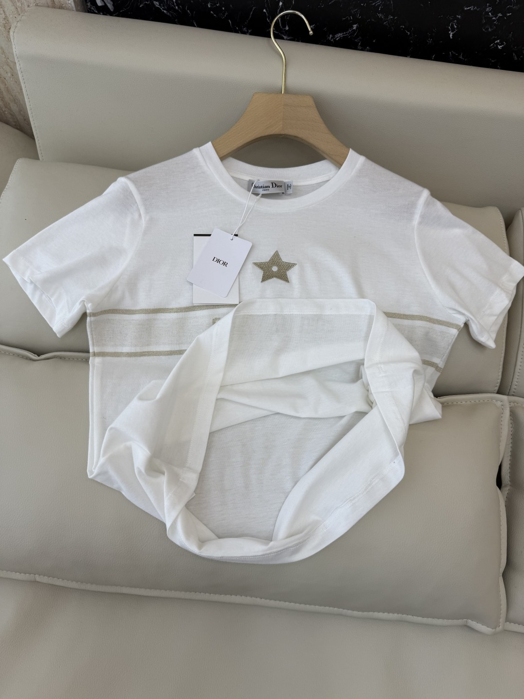 QG0124#新款长袖T恤‼️Dior 经典款 字母印花/五角星印花 短袖T恤 两色 SML