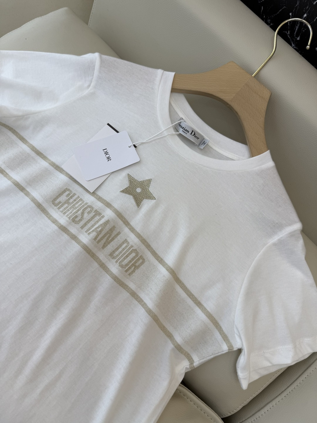 QG0124#新款长袖T恤‼️Dior 经典款 字母印花/五角星印花 短袖T恤 两色 SML