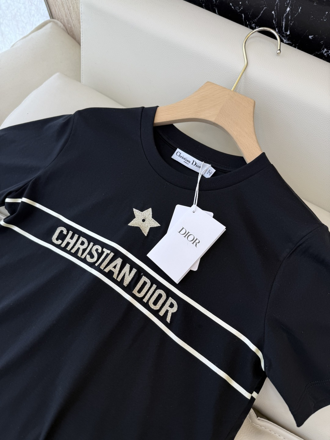 QG0124#新款长袖T恤‼️Dior 经典款 字母印花/五角星印花 短袖T恤 两色 SML