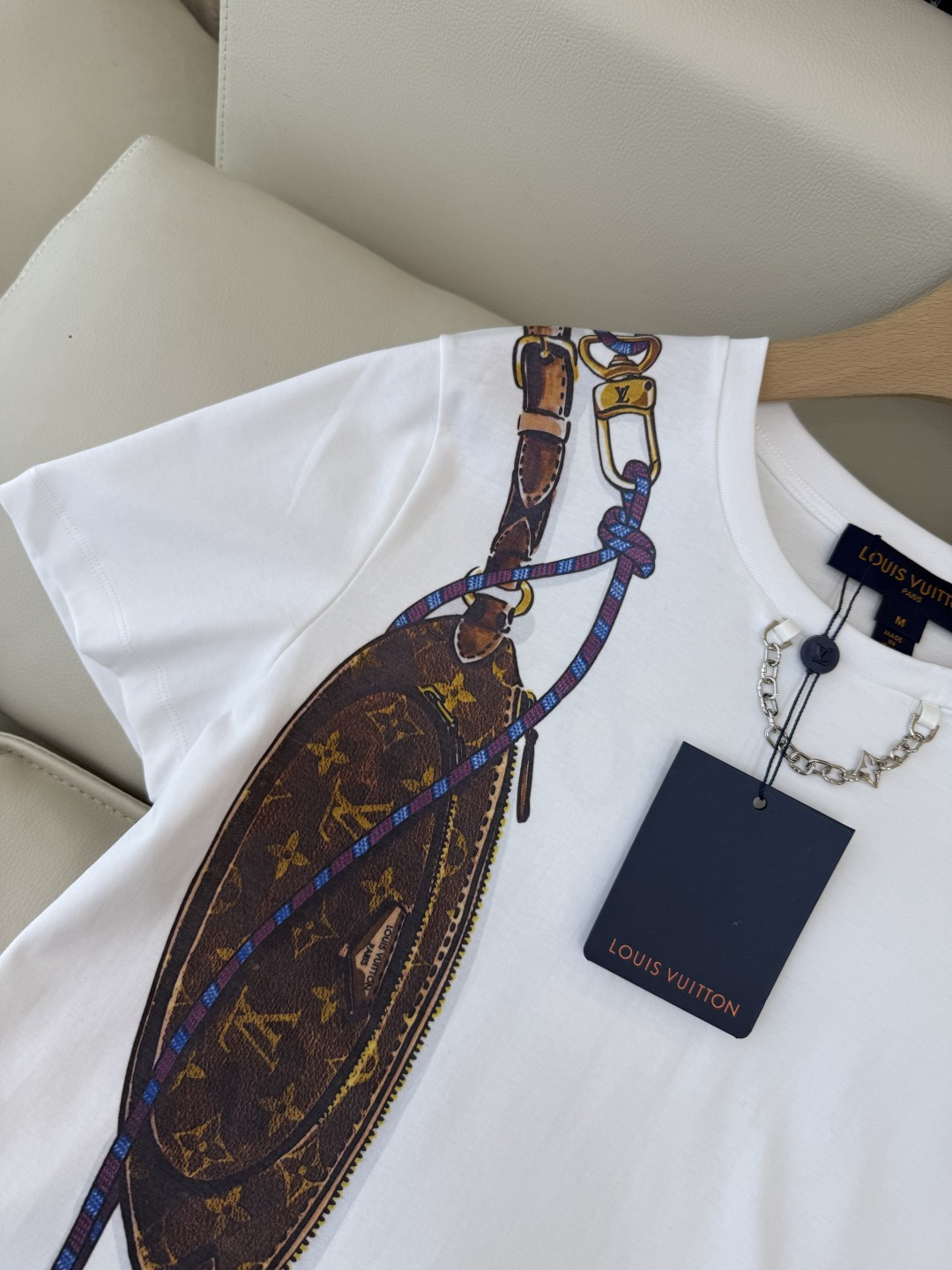 QG0127#新款长袖T恤‼️LV 经典老花字母包包印花 短袖T恤 SML