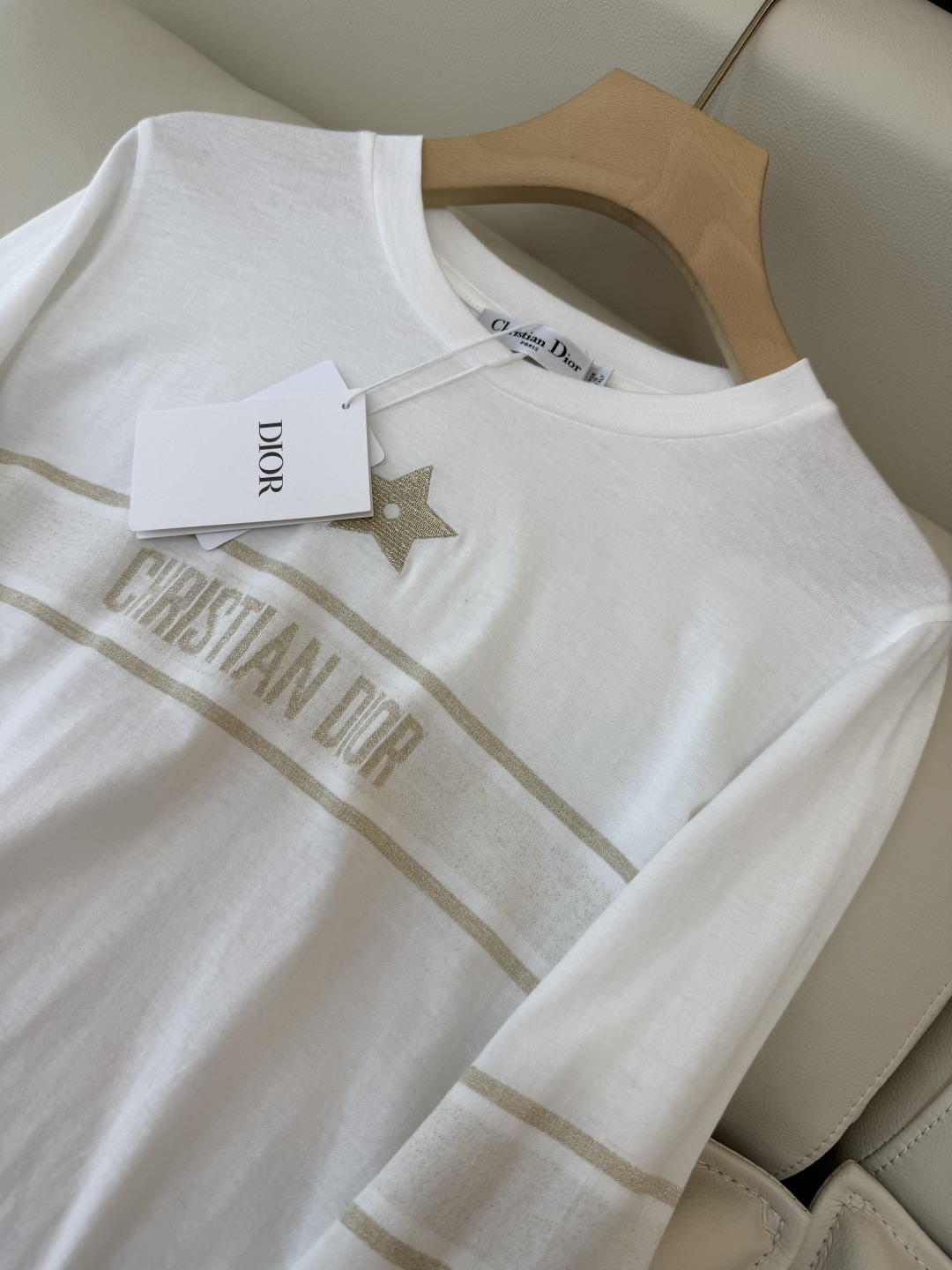 QG0123#新款长袖T恤‼️Dior 经典款 字母印花/五角星印花 长袖T恤 两色 SML