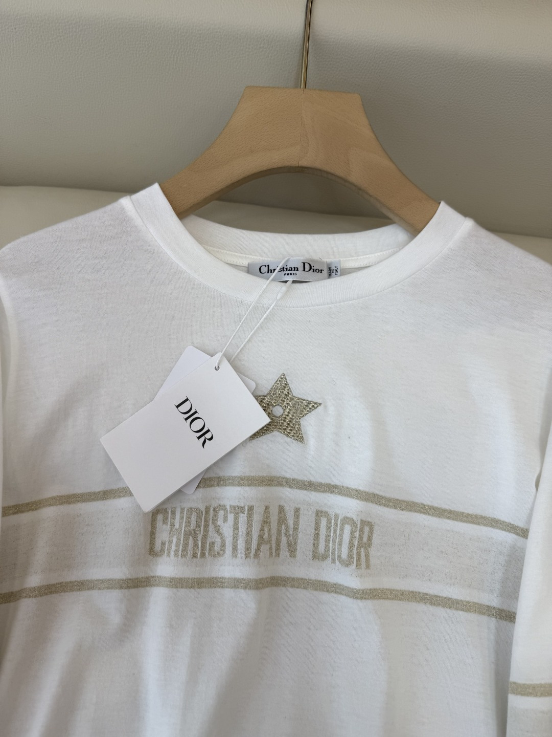 QG0123#新款长袖T恤‼️Dior 经典款 字母印花/五角星印花 长袖T恤 两色 SML