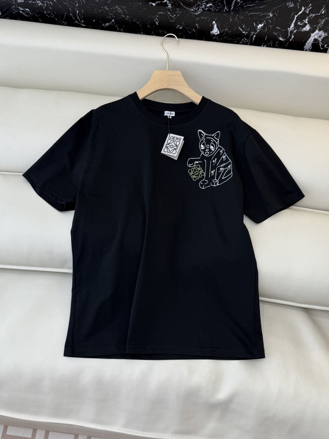 NO:628522,QG0130# New long-sleeved T-shirt P Loewe embroidered logo kitten short-sleeved T-shirt pink black SML,,loewe,T-shirt,tees,t-shirt,alexander wang19860909QG0130#新款长袖T恤P Loewe 绣花logo 小猫 短袖T恤 粉色 黑色 SML,,loewe,T-shirt,tees，t-shirt,alexander wang,Women's clothing