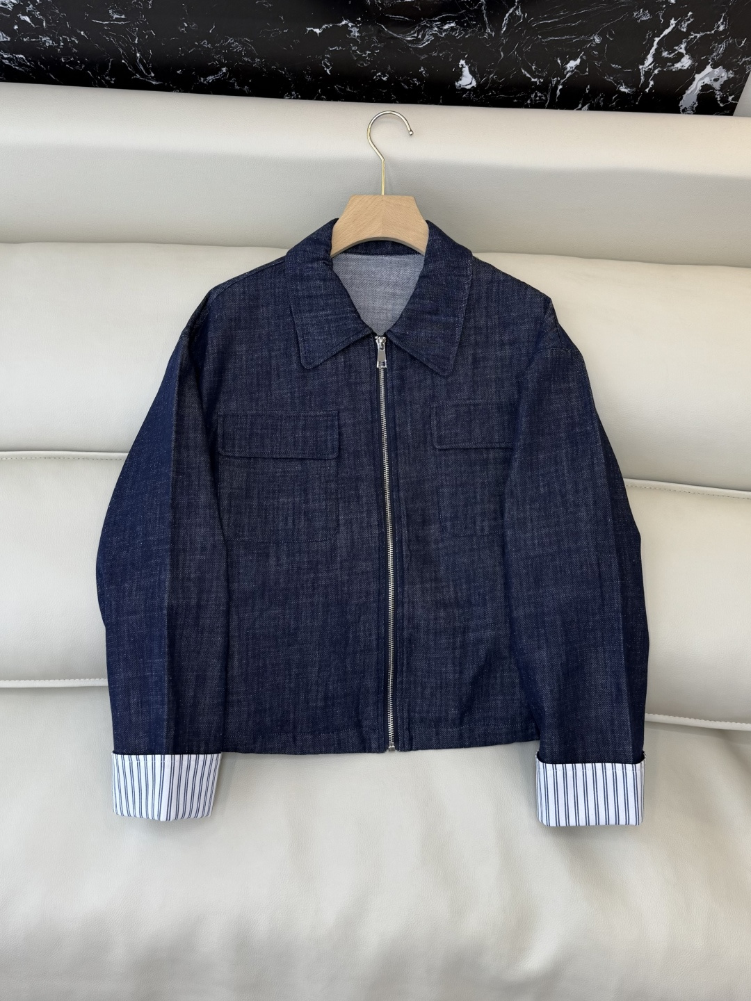 NO:628465,YM063# New Jacket P Ramie Denim Cotton Zipper Style Contrast Color Long Sleeve Jacket Blue SMLXL,,jackets & coats,alexander wang19860909YM063#新款外套P 苎麻牛仔棉 拉链款 撞色长袖外套 蓝色 SMLXL,,jackets & coats,alexander wang,Women's clothing
