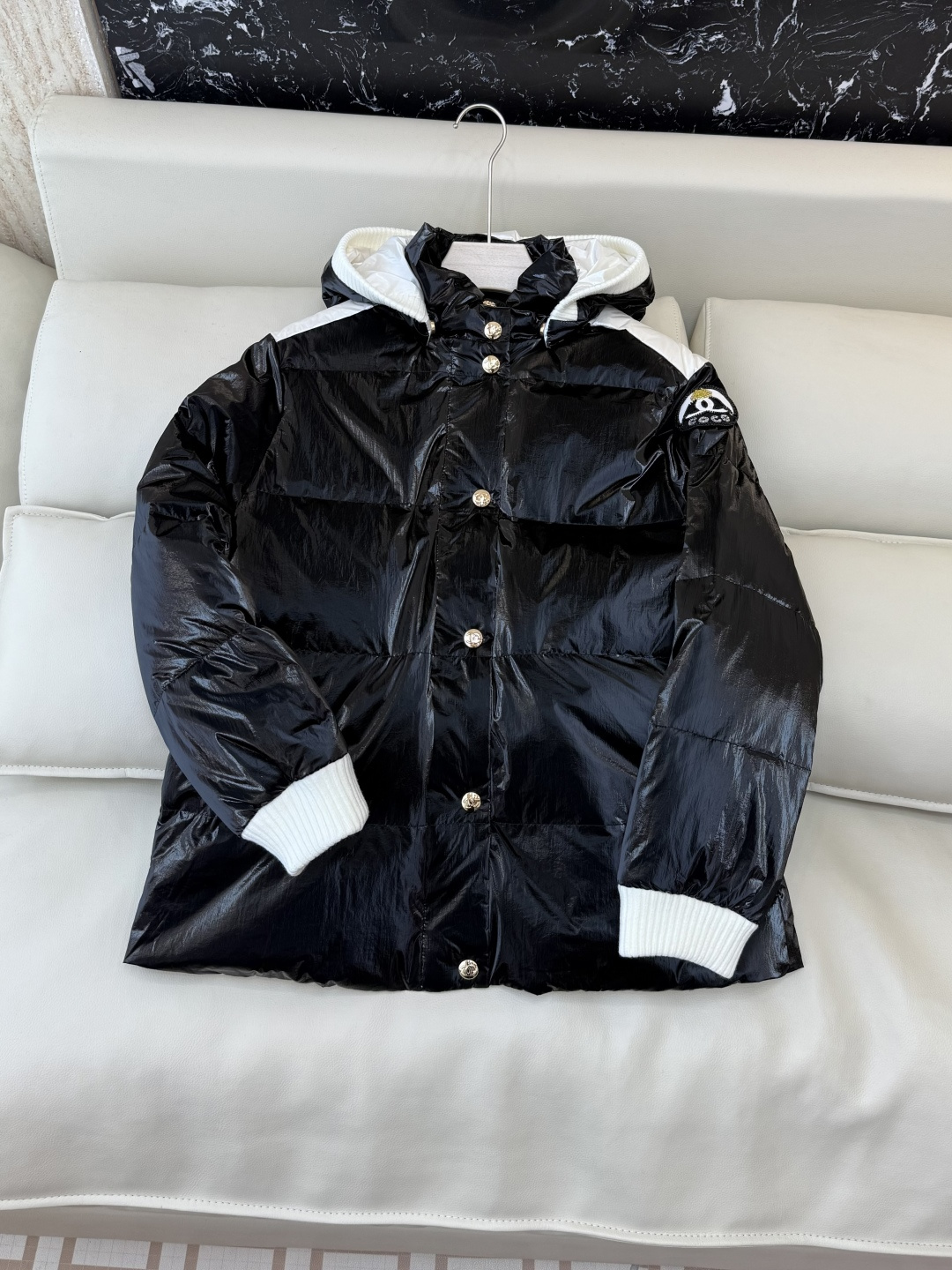 QGL036#新款羽绒服💕Chanel Coco 钉珠 羊绒拼接 羽绒服 黑色 白色 36/38/40