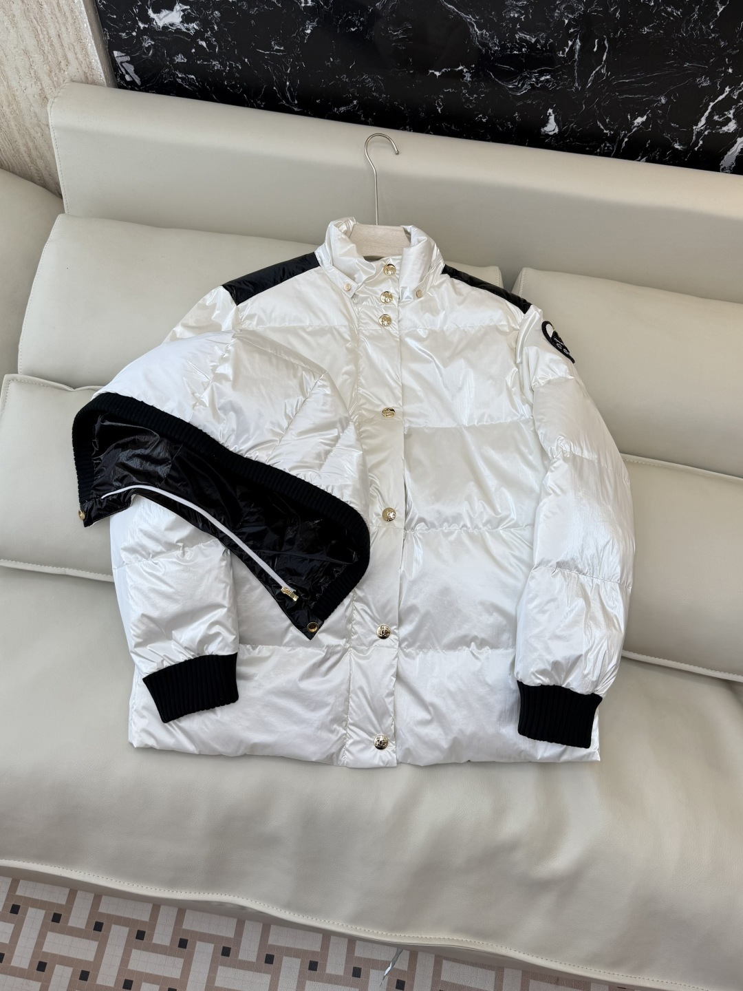 QGL036#新款羽绒服💕Chanel Coco 钉珠 羊绒拼接 羽绒服 黑色 白色 36/38/40