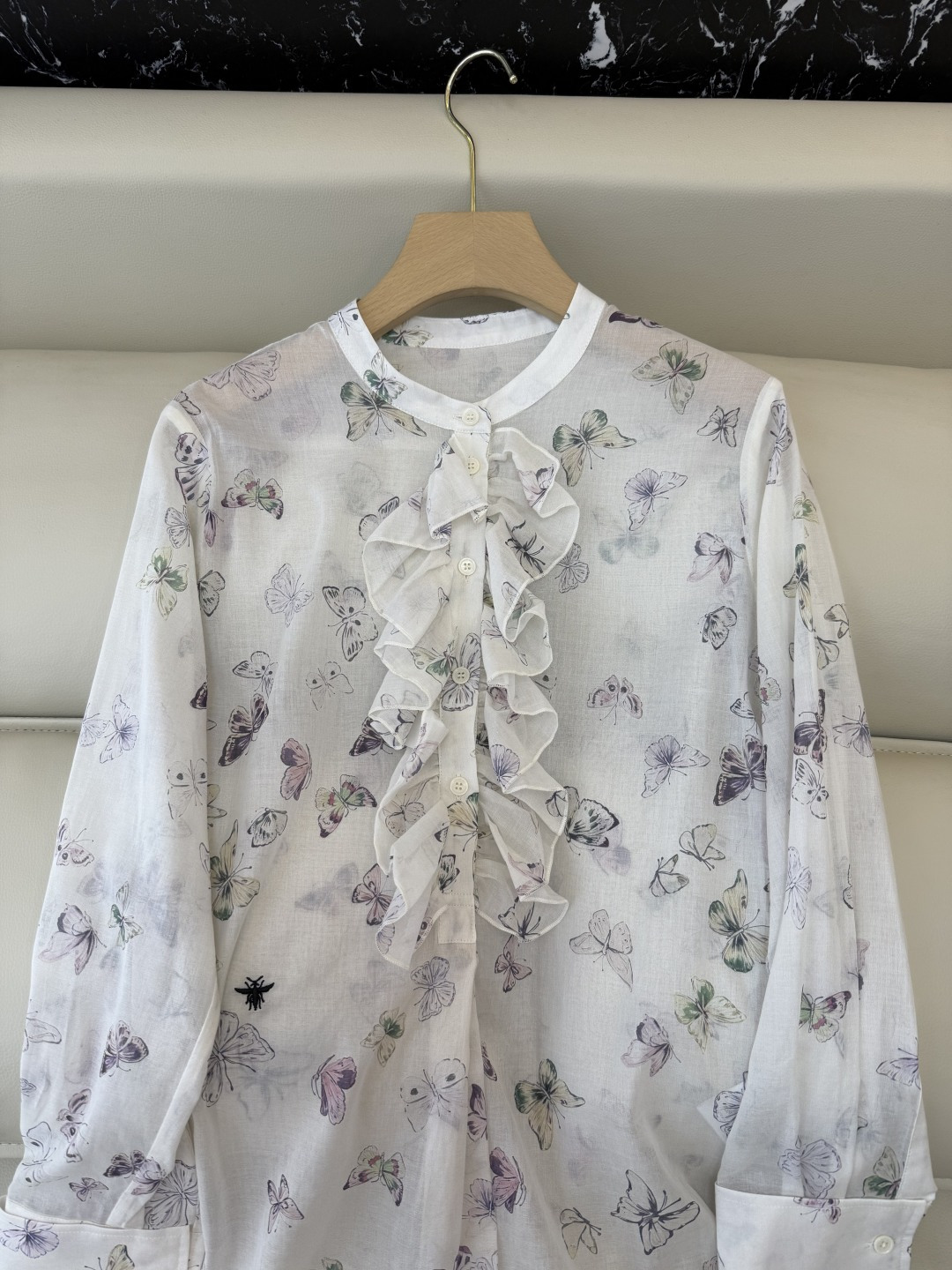 BS1053#新款上衣。Dior 新款蝴蝶印花 长衬衫100%棉 36-42 码