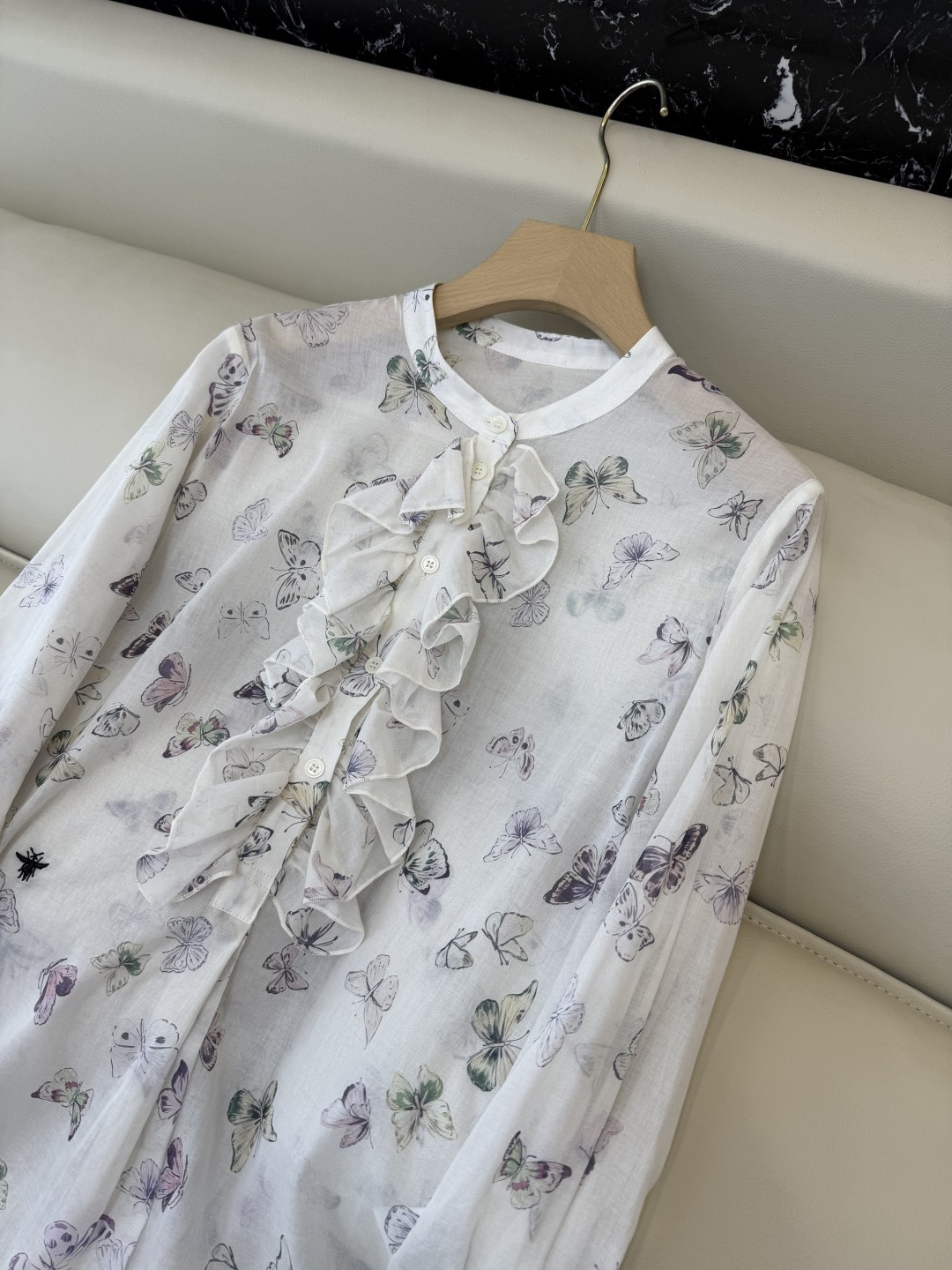 BS1053#新款上衣。Dior 新款蝴蝶印花 长衬衫100%棉 36-42 码