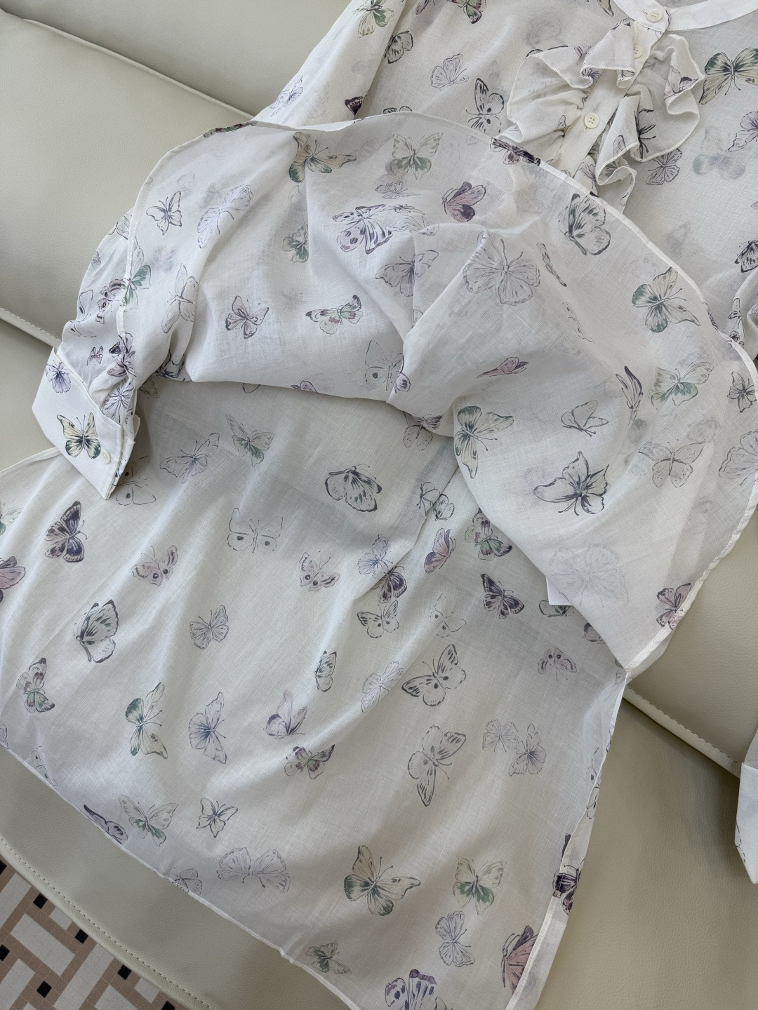BS1053#新款上衣。Dior 新款蝴蝶印花 长衬衫100%棉 36-42 码