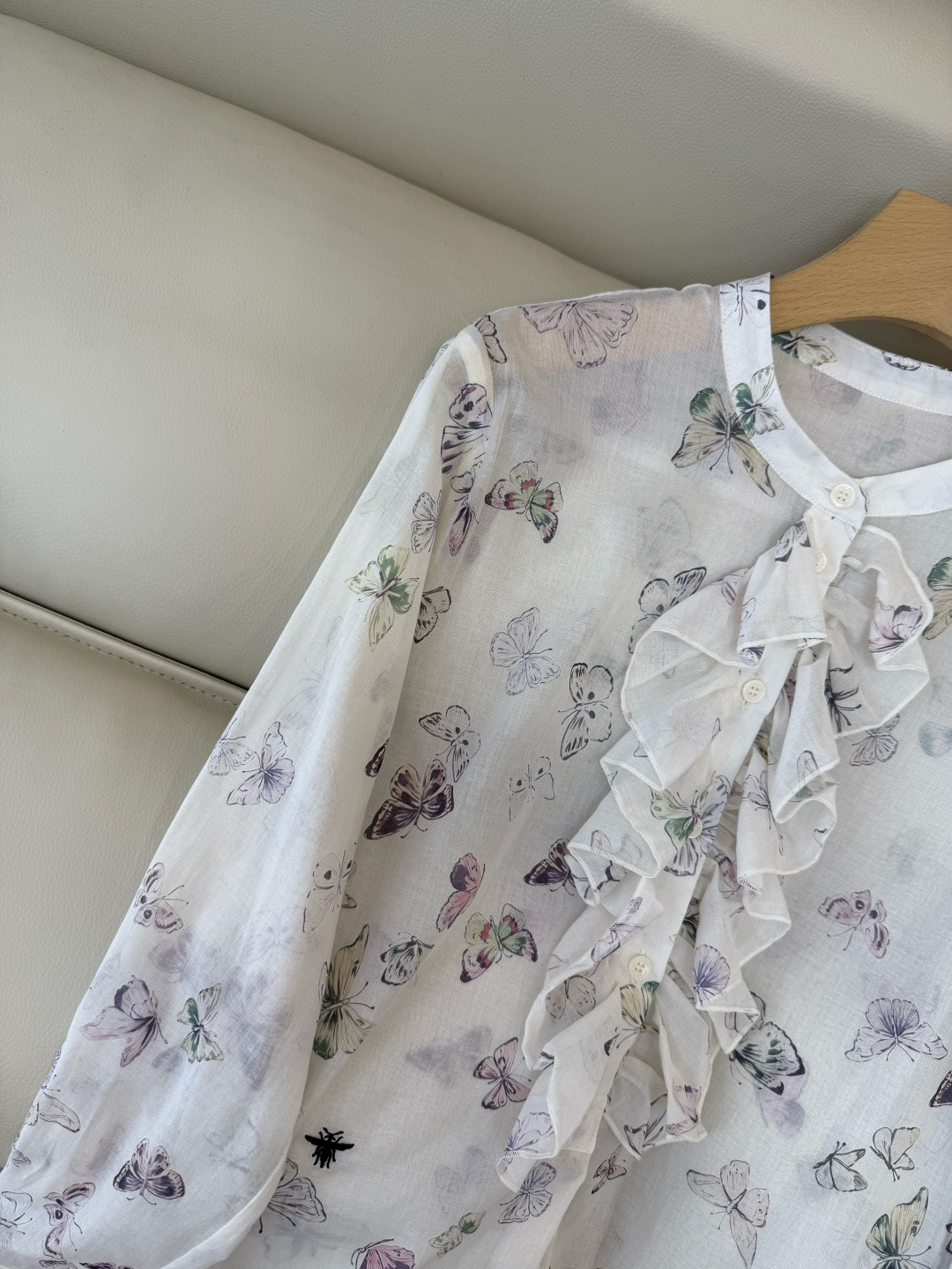 BS1053#新款上衣。Dior 新款蝴蝶印花 长衬衫100%棉 36-42 码