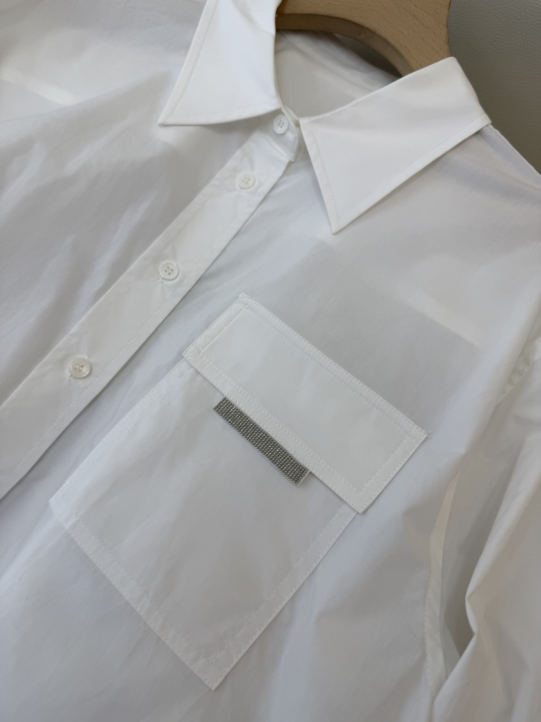 BS1021#新款衬衫💕BC 链条装饰 长袖棉料衬衫 蓝色 白色 36-42