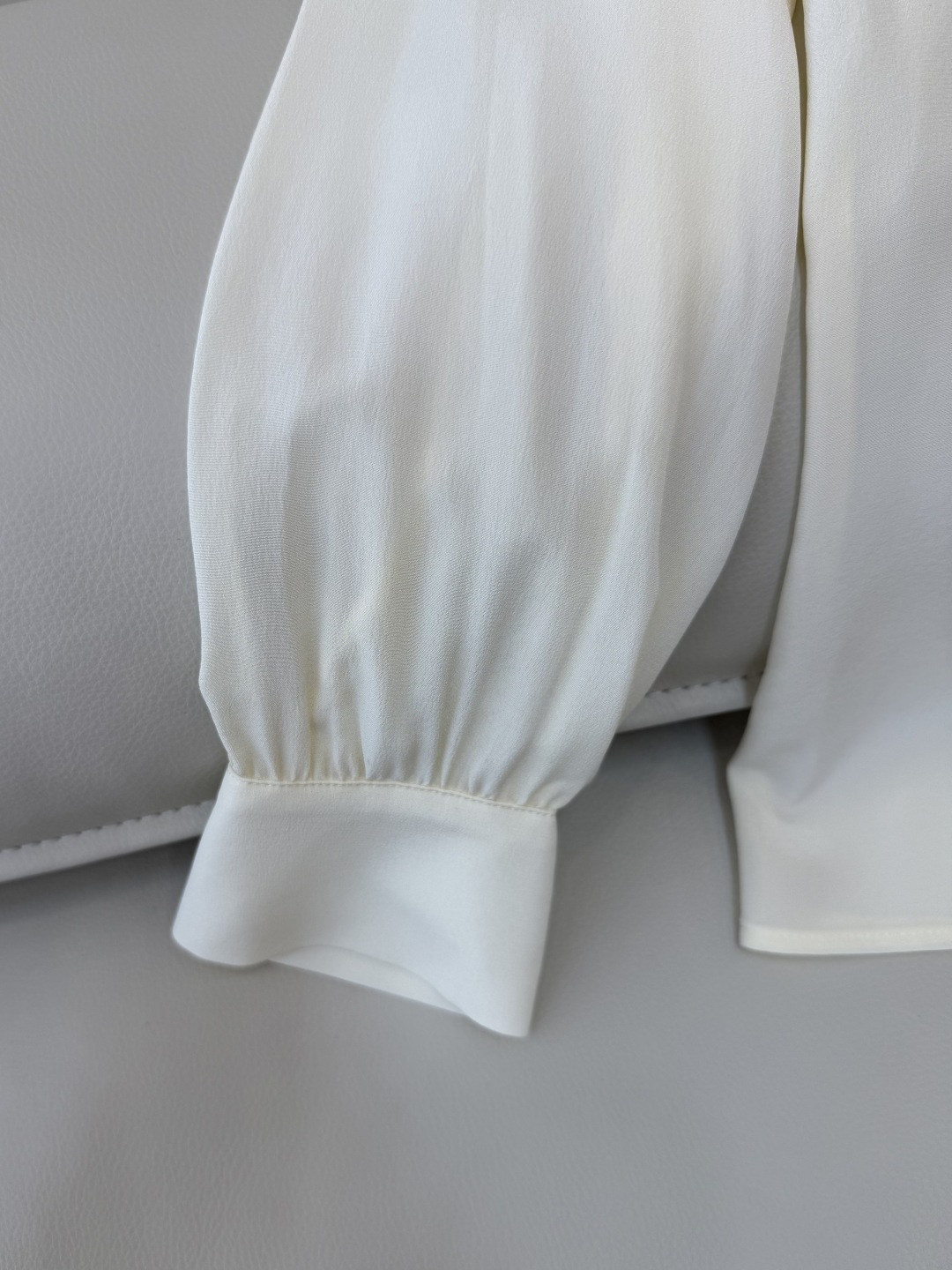 BS1032#新款衬衫💕Chloe 100% 真丝 蕾丝花边长袖米杏色衬衫 SMLXL