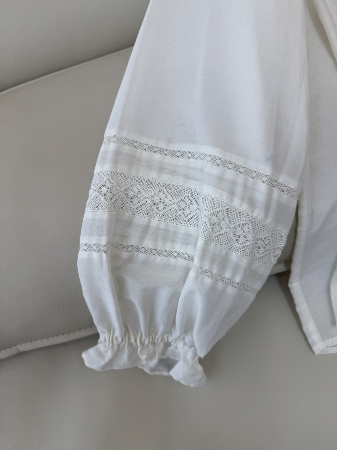 BS1036#新款衬衫💕30% 真丝棉 长袖镂空绣花衬衫 米白色 SMLXL