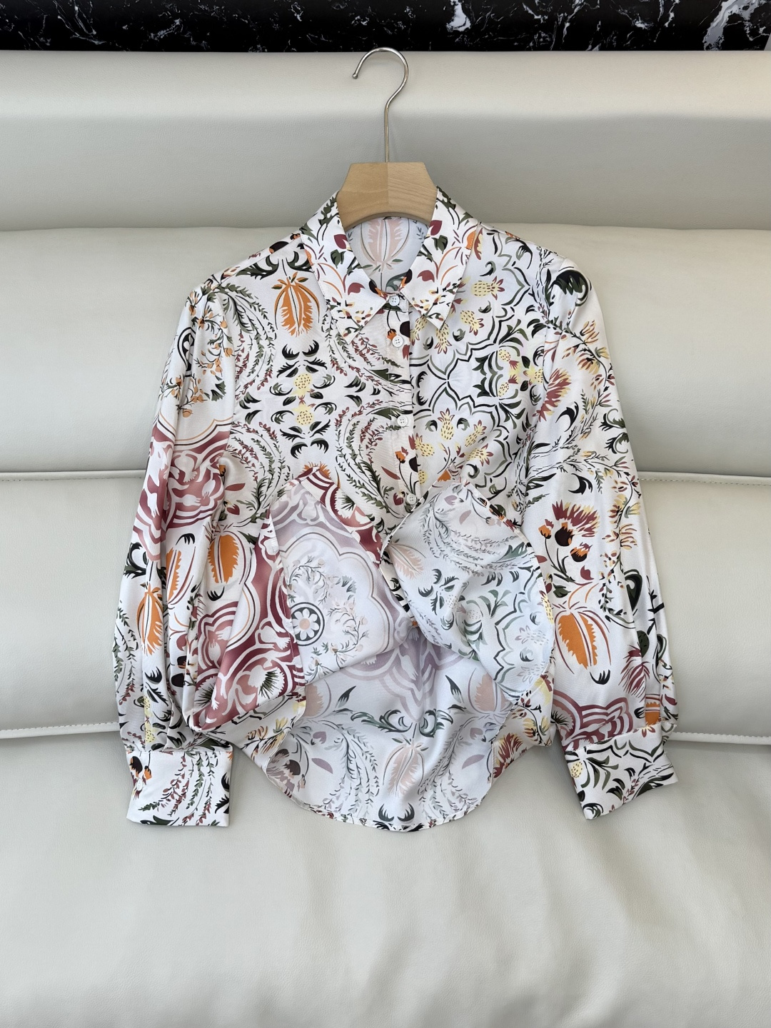 BS1043#新款衬衫💕LP 顶级版 100% 真丝印花 斜纹真丝 长袖衬衫36-42