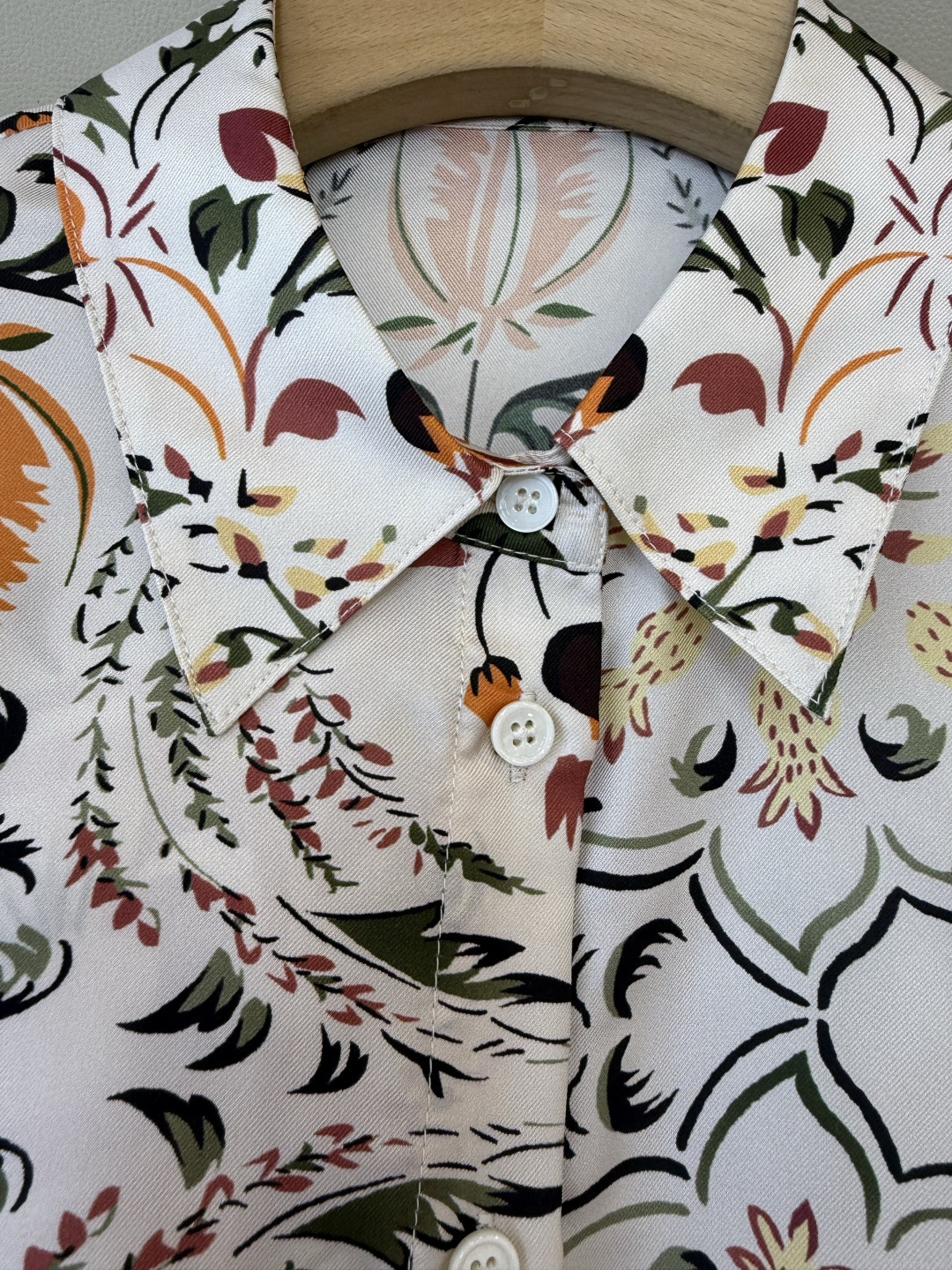 BS1043#新款衬衫💕LP 顶级版 100% 真丝印花 斜纹真丝 长袖衬衫36-42