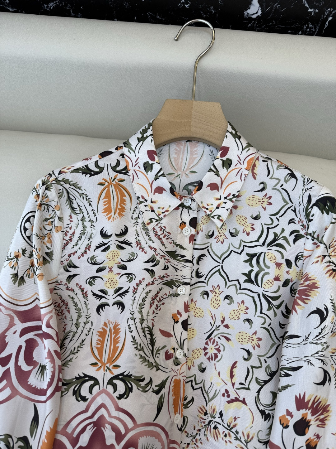 BS1043#新款衬衫💕LP 顶级版 100% 真丝印花 斜纹真丝 长袖衬衫36-42