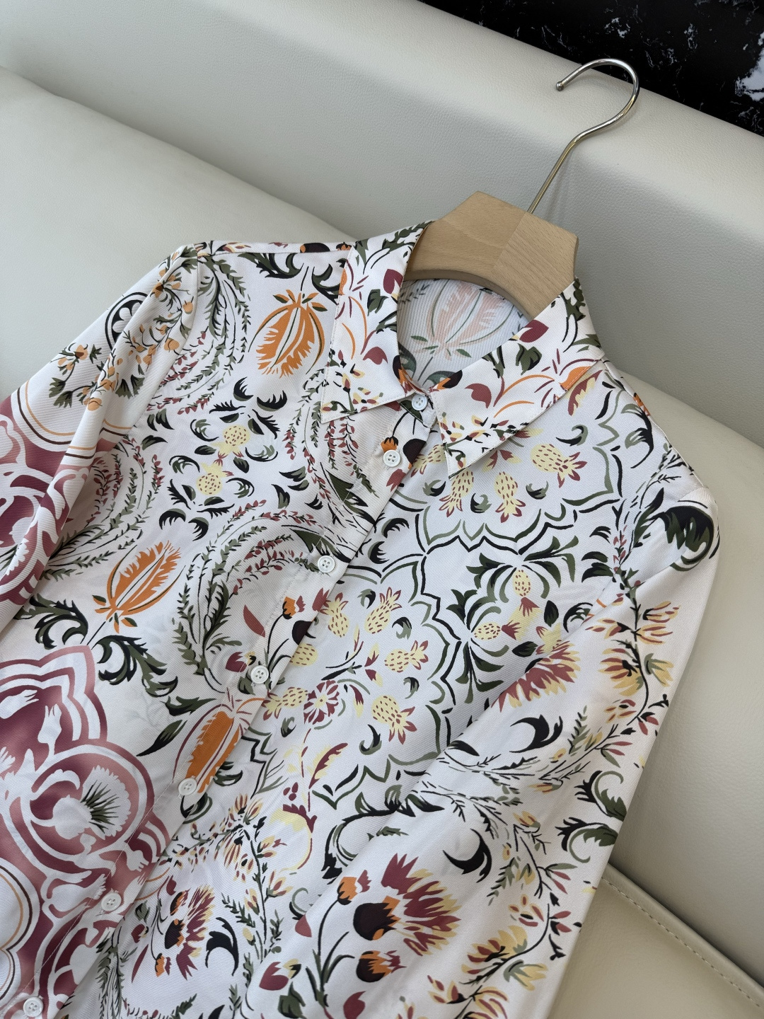 BS1043#新款衬衫💕LP 顶级版 100% 真丝印花 斜纹真丝 长袖衬衫36-42