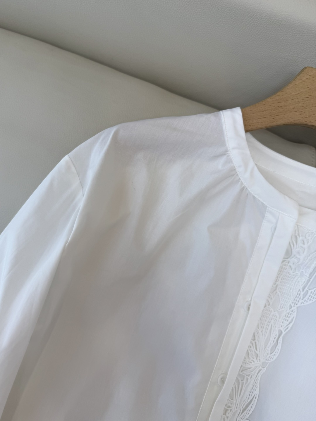 BS1028#新款衬衫💕蕾丝花边长袖棉衬衫 白色 SMLXL