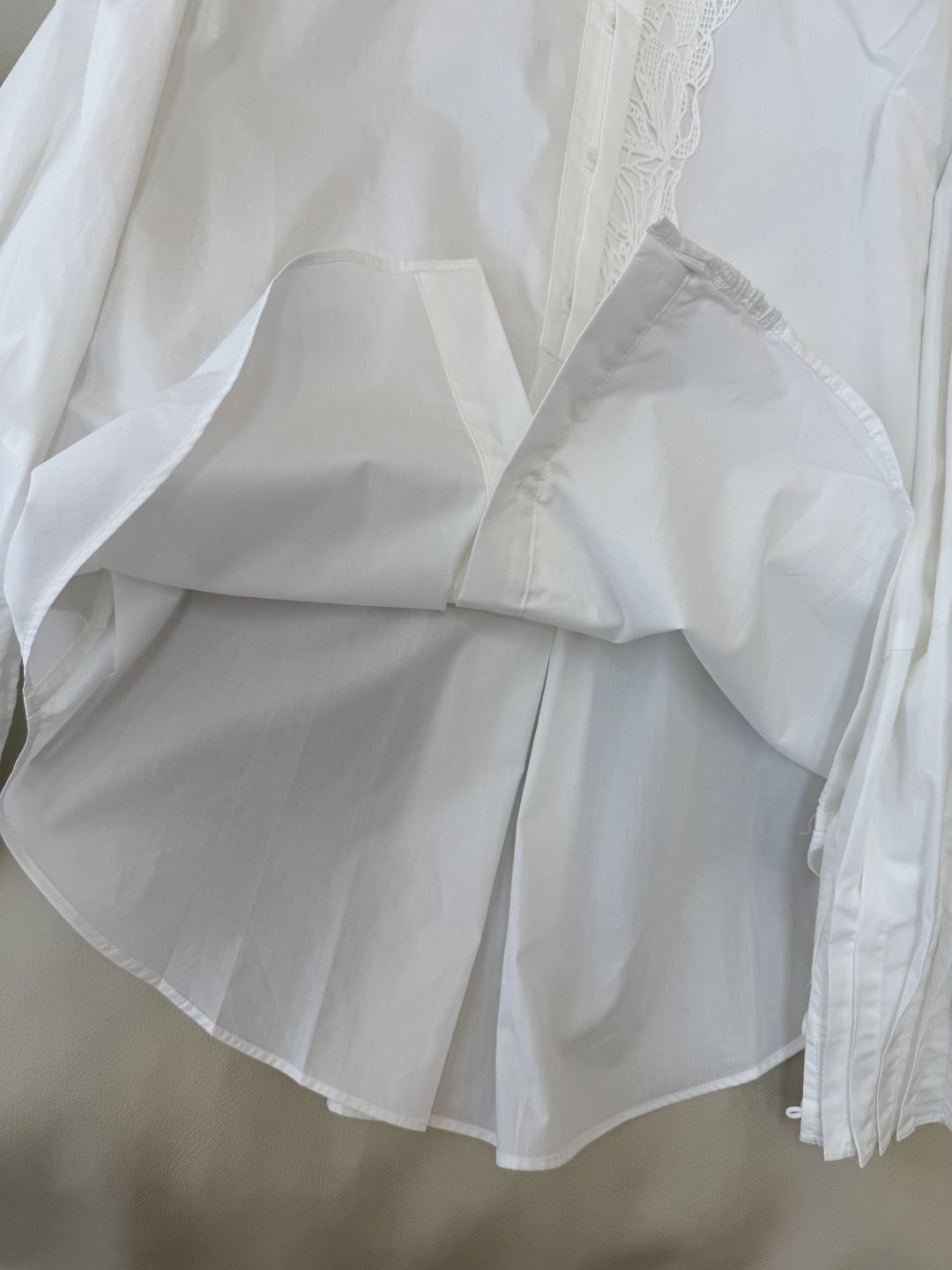 BS1028#新款衬衫💕蕾丝花边长袖棉衬衫 白色 SMLXL