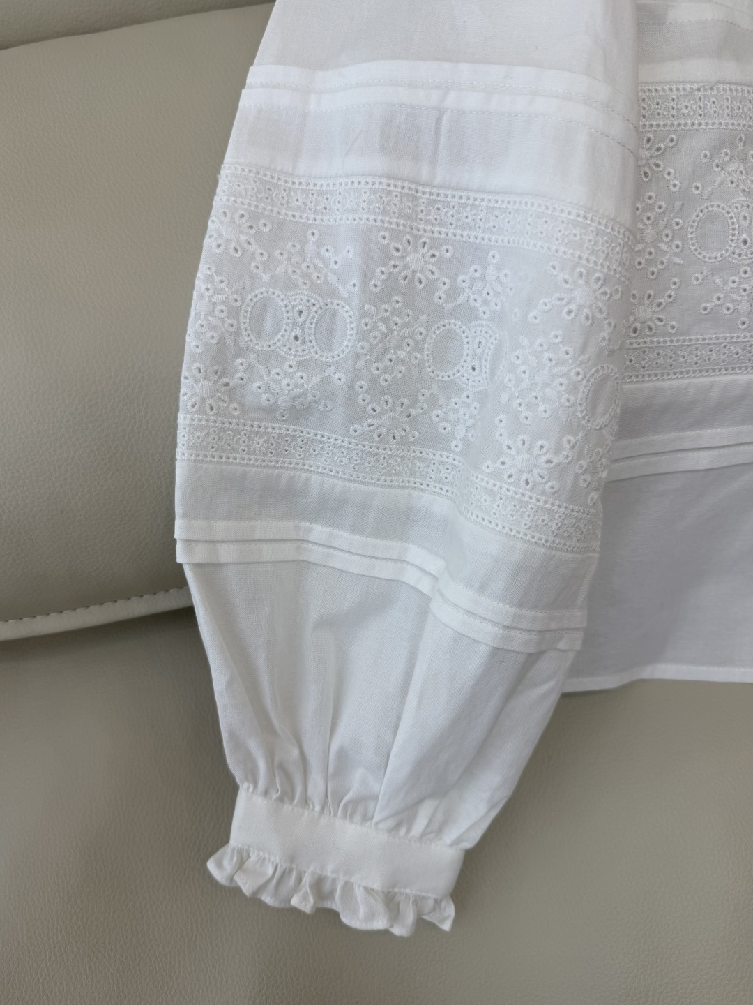 BS1030#新款衬衫💕celine 蕾丝花边长袖棉衬衫 白色 SMLXL