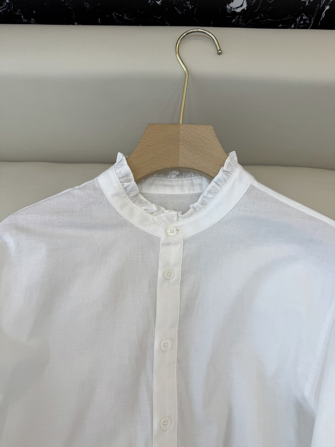 BS1030#新款衬衫💕celine 蕾丝花边长袖棉衬衫 白色 SMLXL