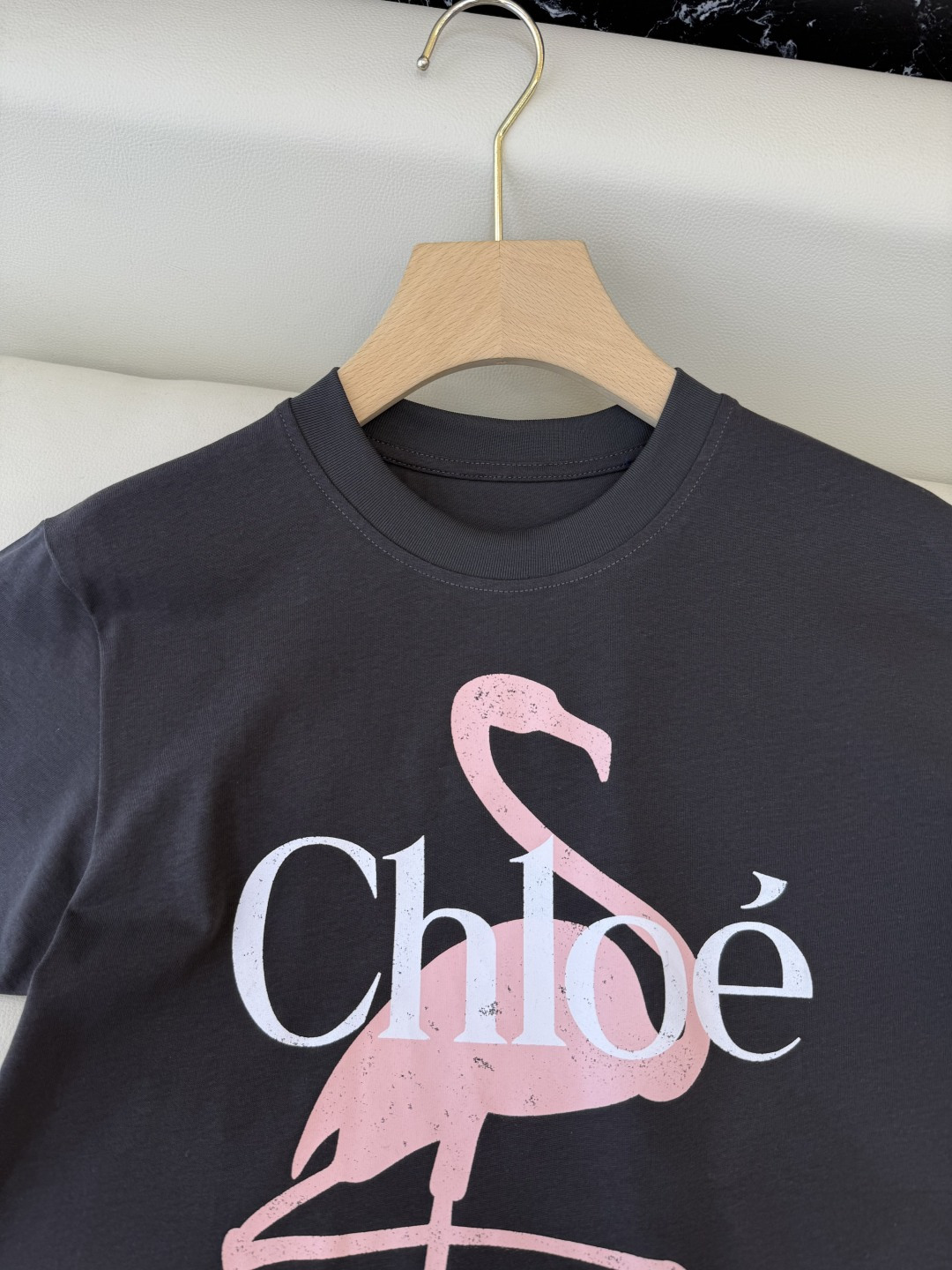 CK036#新款T恤💕Chloe 最新爆款 火烈鸟🦩印花字母logo 短袖T恤 两色 SML
