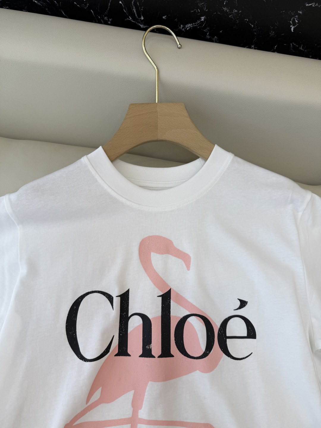CK036#新款T恤💕Chloe 最新爆款 火烈鸟🦩印花字母logo 短袖T恤 两色 SML