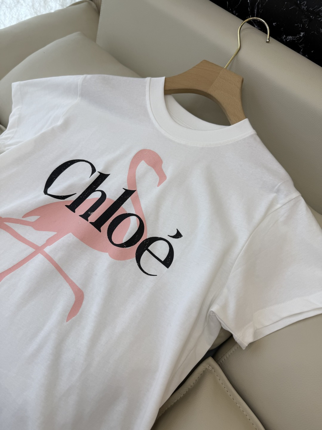 CK036#新款T恤💕Chloe 最新爆款 火烈鸟🦩印花字母logo 短袖T恤 两色 SML
