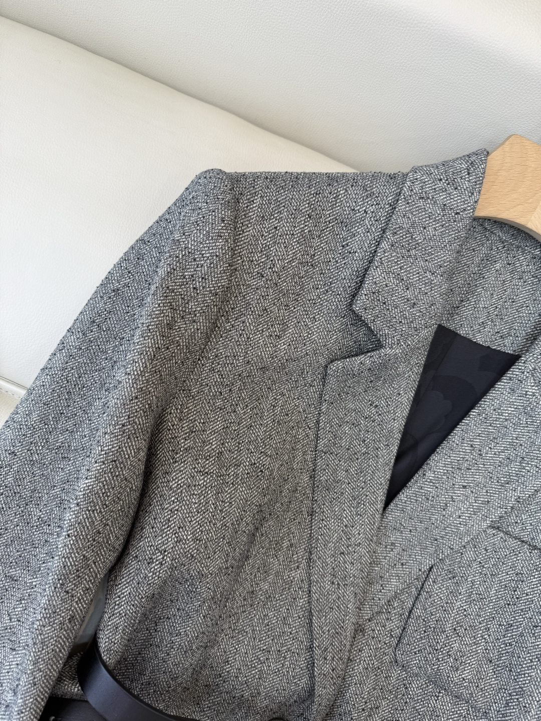 XZ0127#新款西装外套🌾chanel 配腰带 西装长外套 灰色 SMLXL