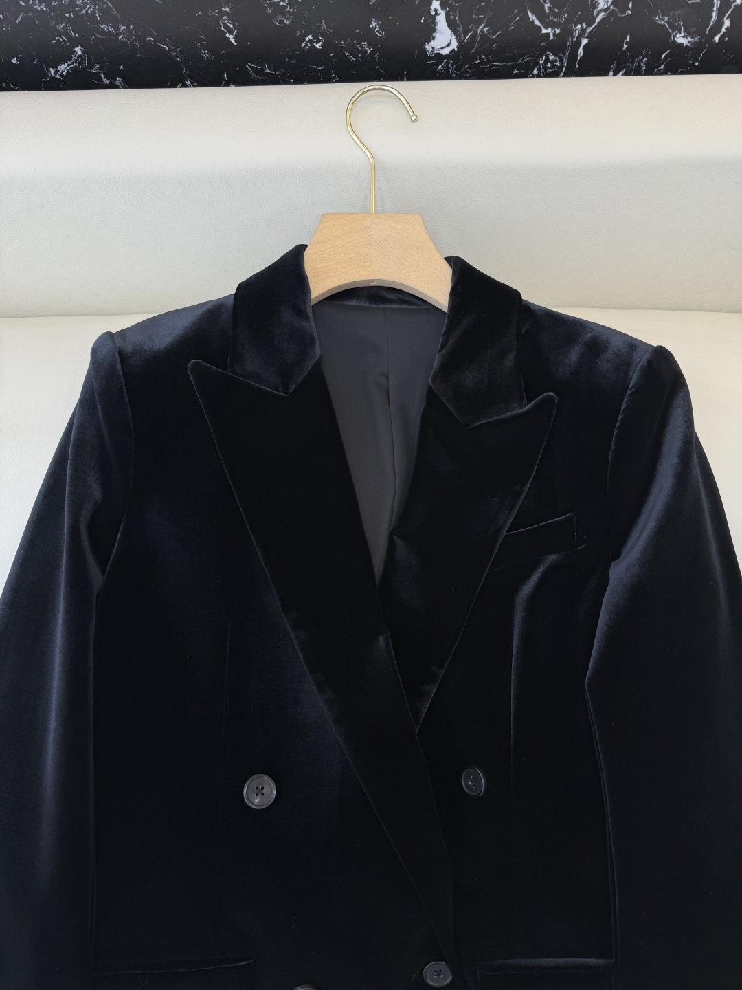 XZ0140#新款外套💕YSL 丝绒双排扣 西装外套 黑色 棕色 SMLXL