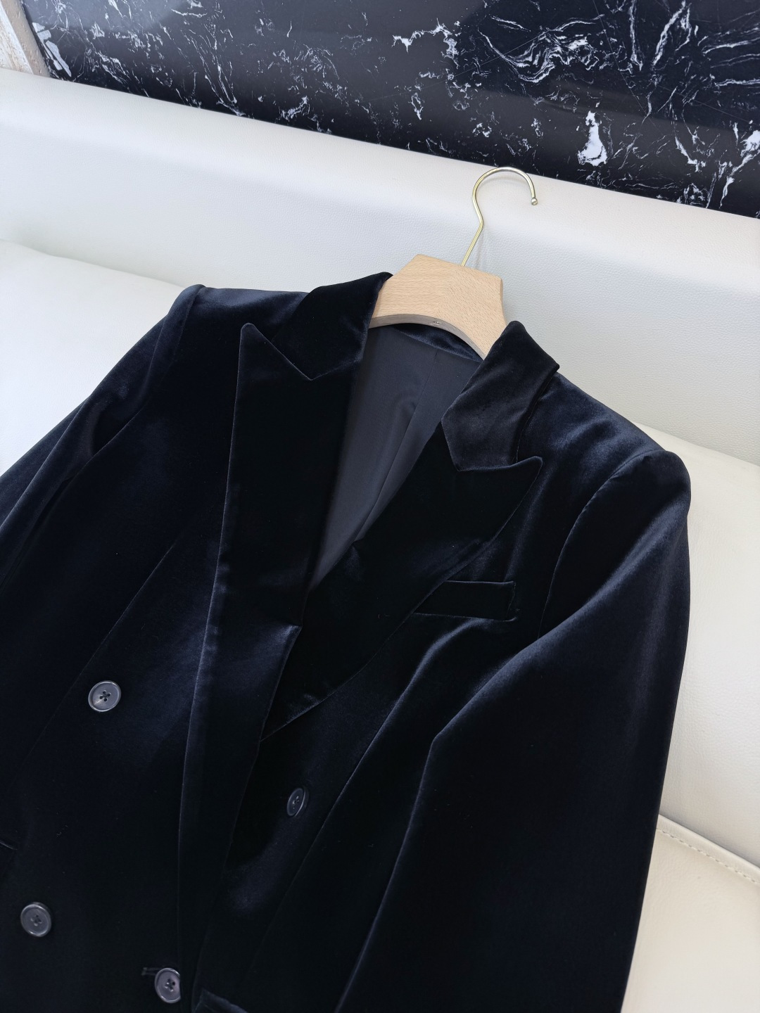 XZ0140#新款外套💕YSL 丝绒双排扣 西装外套 黑色 棕色 SMLXL