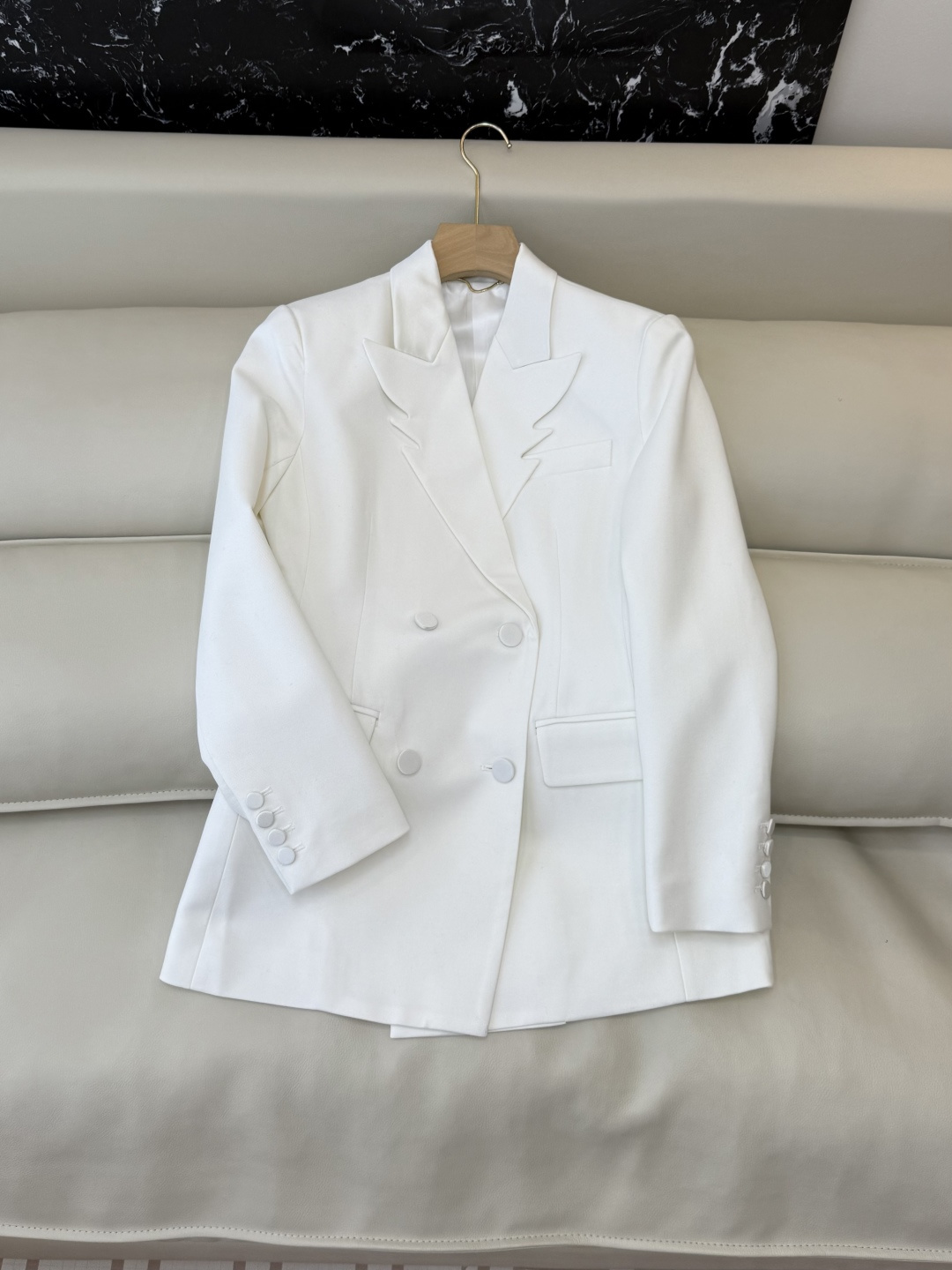 NO:658103,XZ0137# New Jacket P YSL Angel Wings Collar 80 Wool Double Breasted Long Suit Jacket Black White SMLXL,,saint laurent,jackets & coats,business suit,alexander wang19860909XZ0137#新款外套P YSL 天使之翼造型领 80羊毛 双排扣 长款 西装外套 黑色 白色 SMLXL,,saint laurent,jackets & coats,business suit,alexander wang,Women's clothing