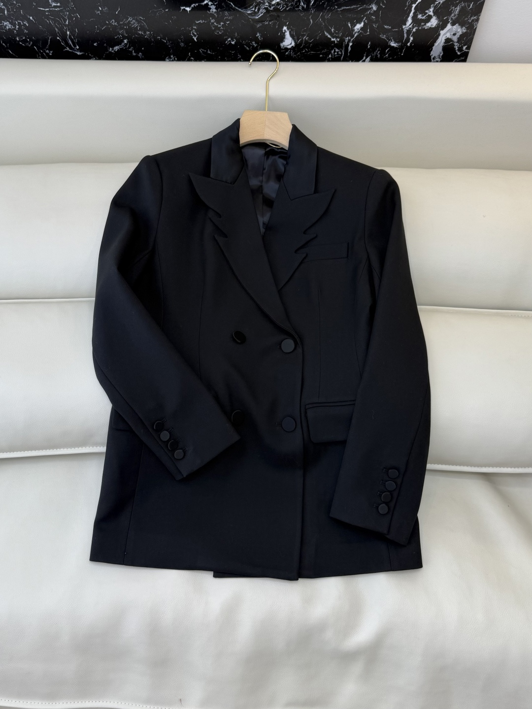 NO:658113,XZ0137# New Jacket P YSL Angel Wings Collar 80 Wool Double Breasted Long Suit Jacket Black White SMLXL,,saint laurent,jackets & coats,business suit,alexander wang19860909XZ0137#新款外套P YSL 天使之翼造型领 80羊毛 双排扣 长款 西装外套 黑色 白色 SMLXL,,saint laurent,jackets & coats,business suit,alexander wang,Women's clothing