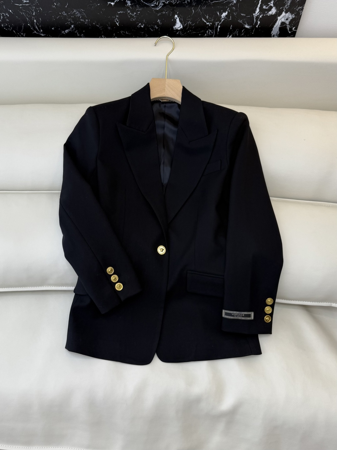 XZ0135#新款套装🌾VERSACE 范思哲 30%羊毛西装外套➕长裤套装 黑色 S-XL