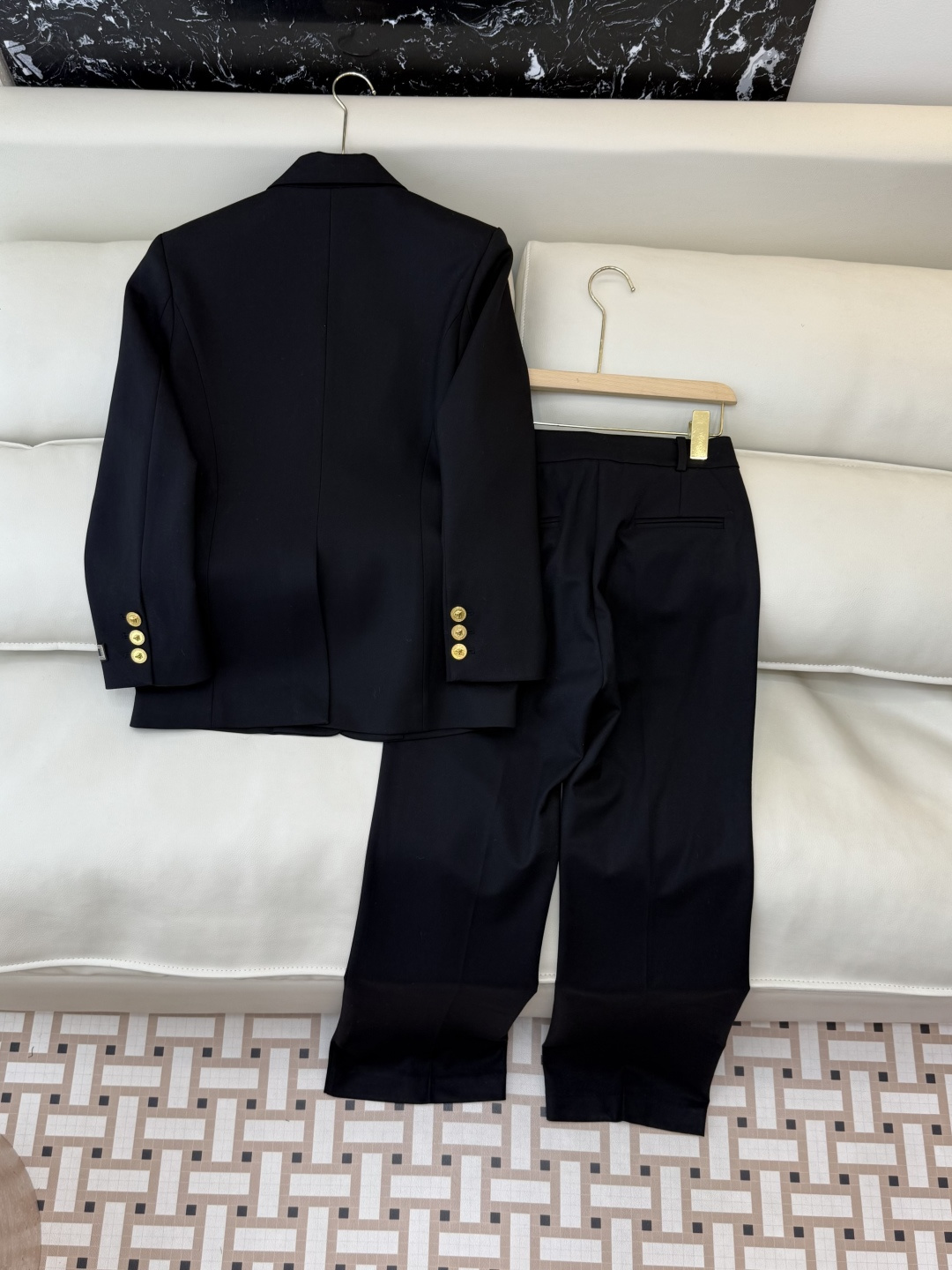 XZ0135#新款套装🌾VERSACE 范思哲 30%羊毛西装外套➕长裤套装 黑色 S-XL