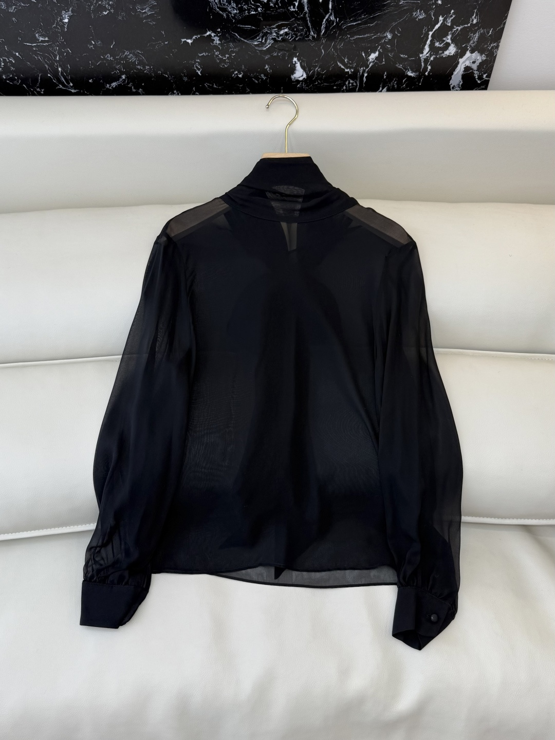 XZ0126#新款衬衫🌾YSL 100% 真丝 蝴蝶结 长袖衬衫 黑色 波点色 SMLXL