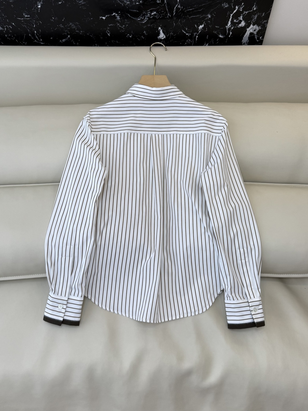 QD7956#新款衬衫🌾BC ⛓️链条装饰 条纹长袖衬衫 两色 36-42