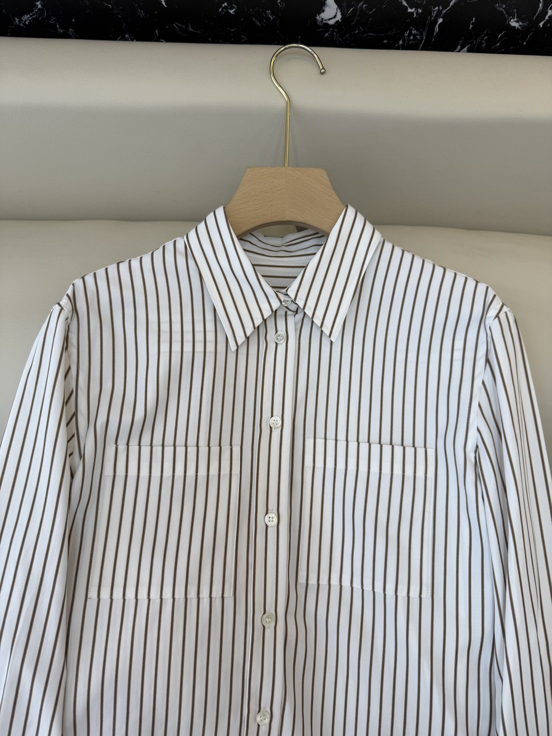 QD7956#新款衬衫🌾BC ⛓️链条装饰 条纹长袖衬衫 两色 36-42