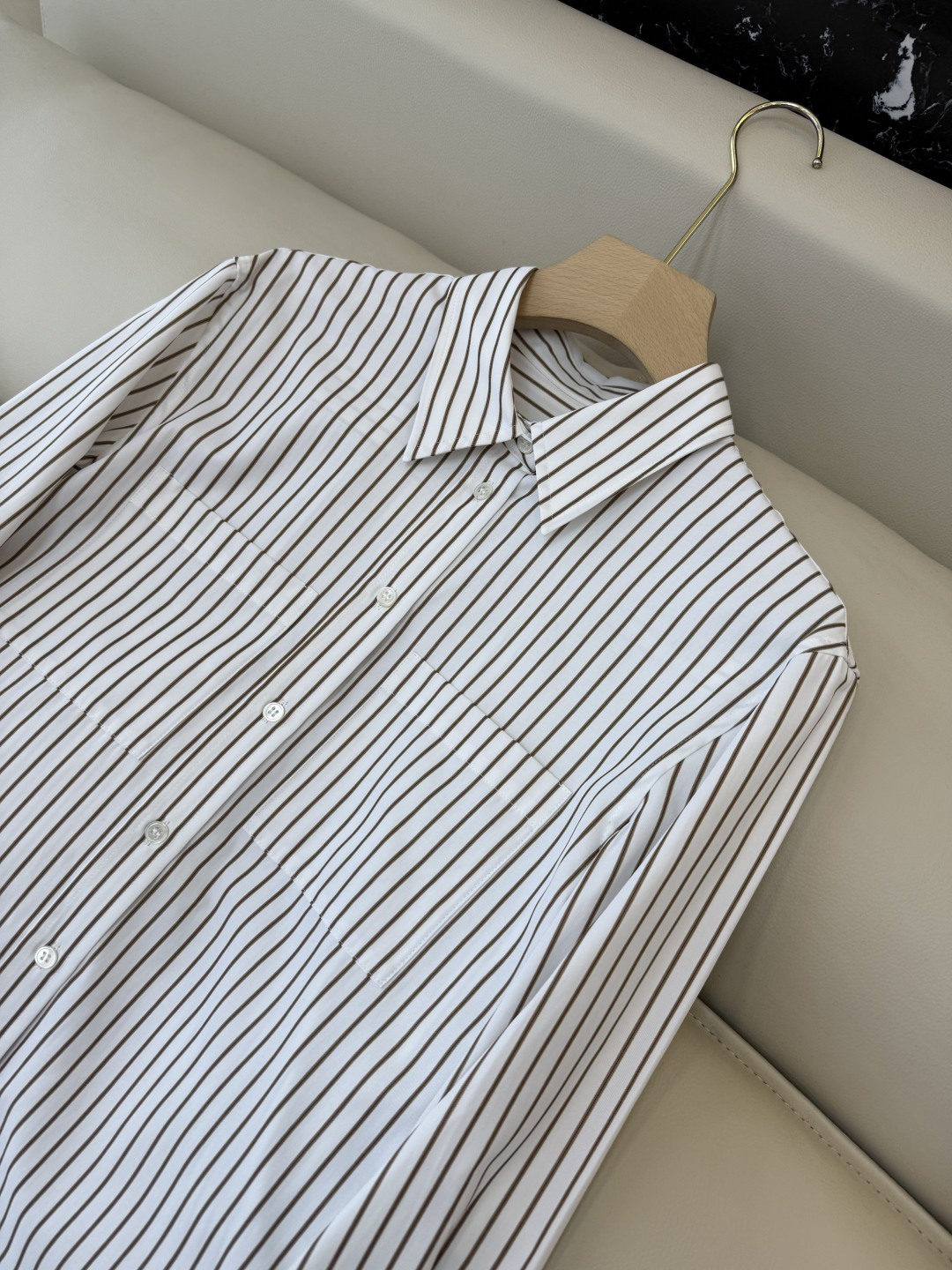 QD7956#新款衬衫🌾BC ⛓️链条装饰 条纹长袖衬衫 两色 36-42