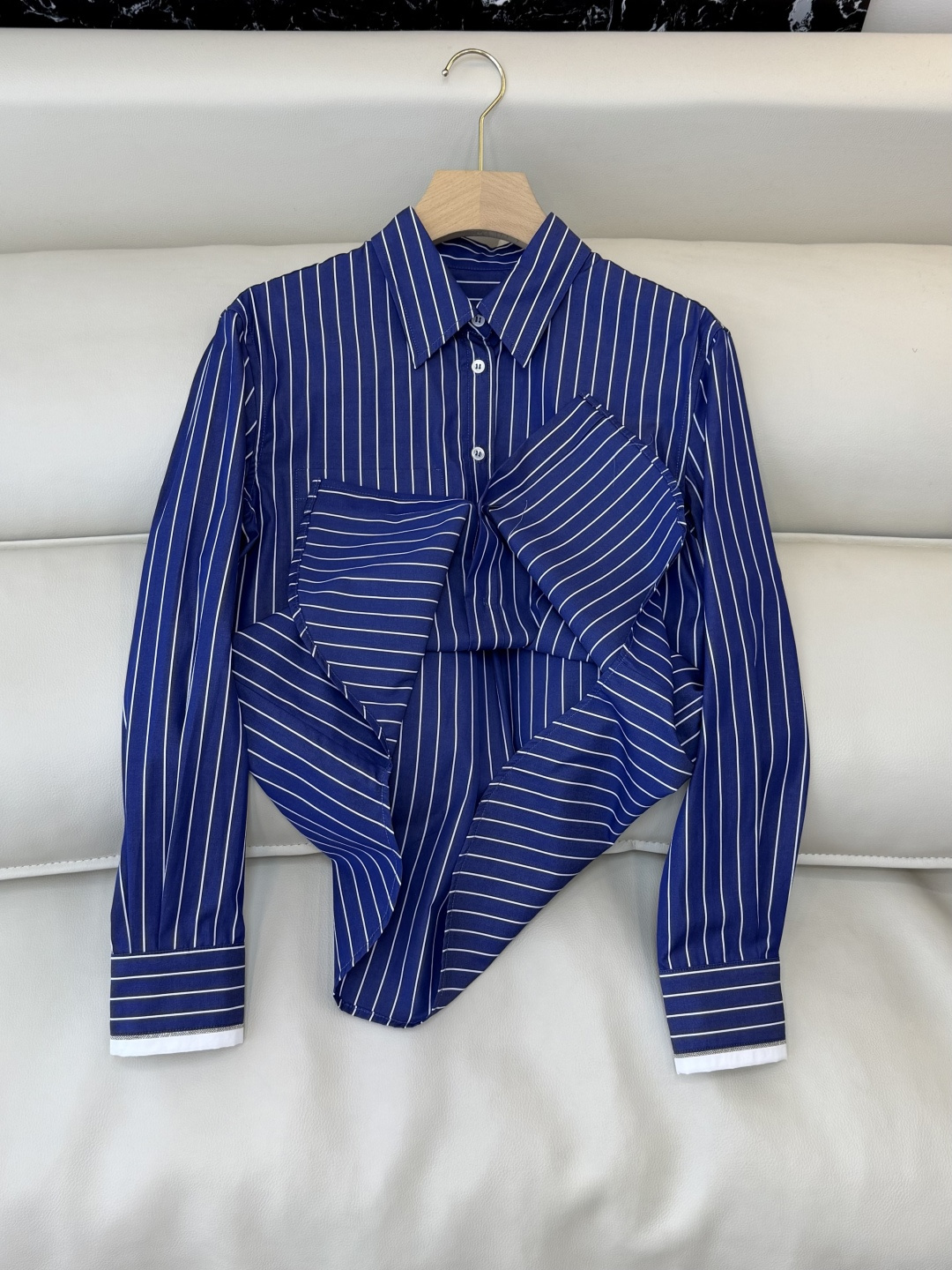 QD7956#新款衬衫🌾BC ⛓️链条装饰 条纹长袖衬衫 两色 36-42