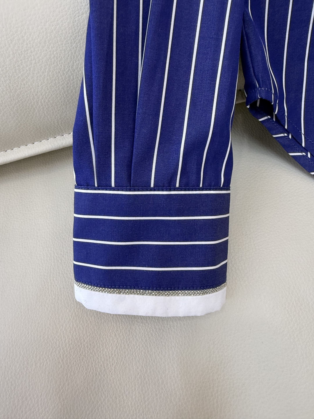 QD7956#新款衬衫🌾BC ⛓️链条装饰 条纹长袖衬衫 两色 36-42