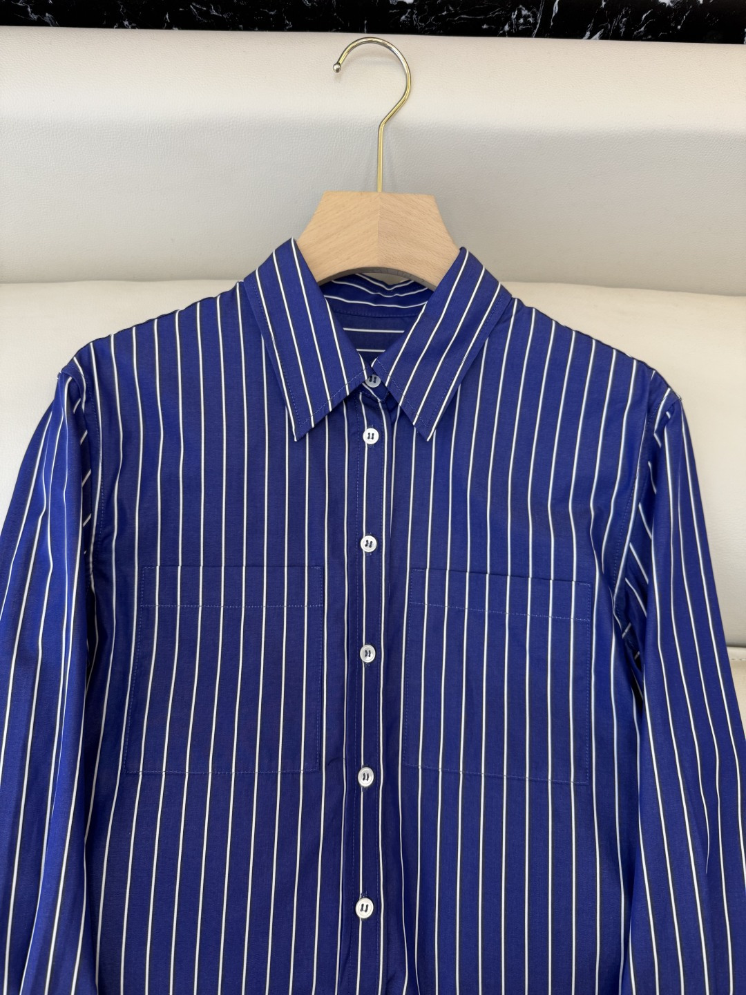 QD7956#新款衬衫🌾BC ⛓️链条装饰 条纹长袖衬衫 两色 36-42