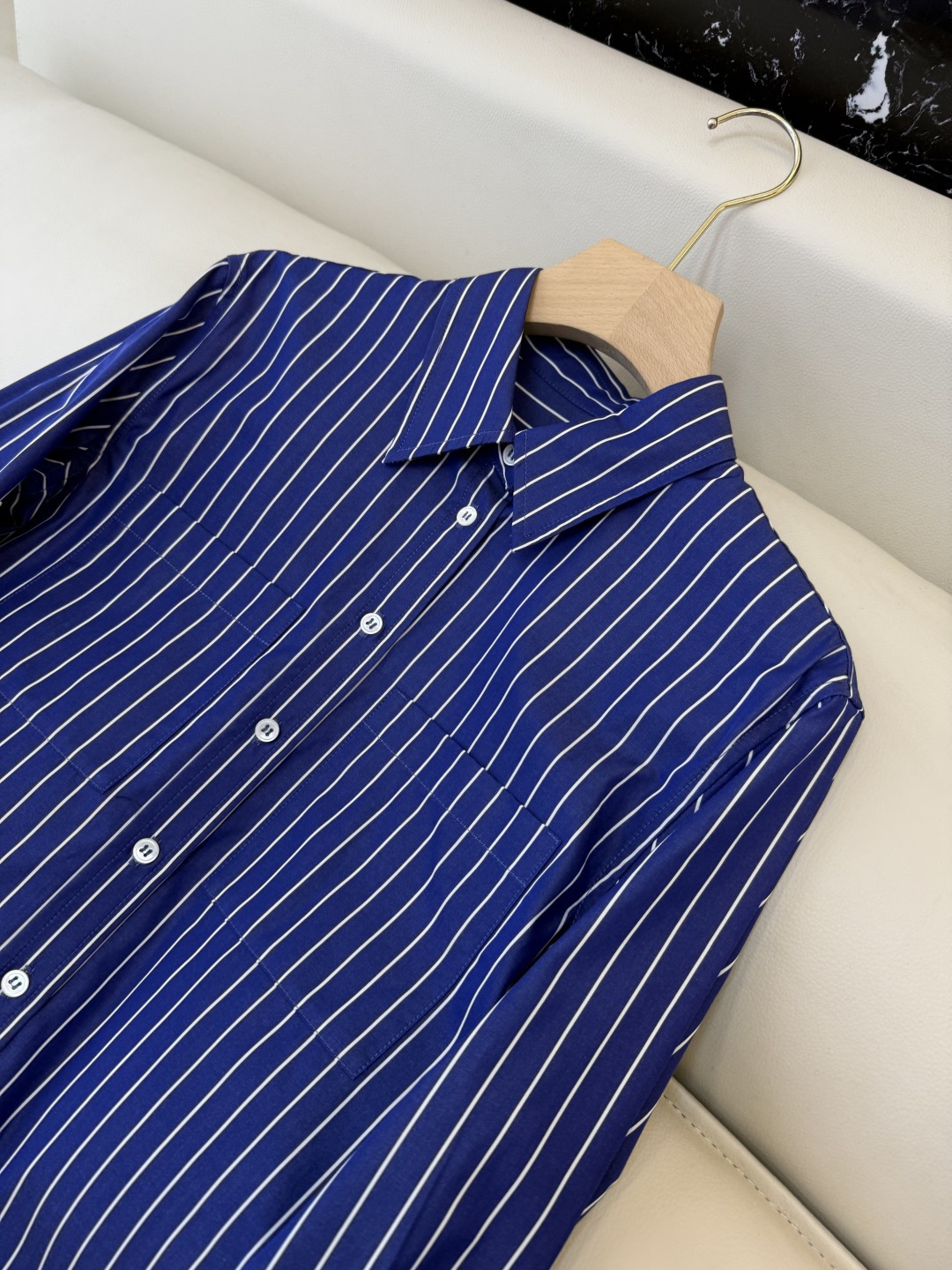 QD7956#新款衬衫🌾BC ⛓️链条装饰 条纹长袖衬衫 两色 36-42