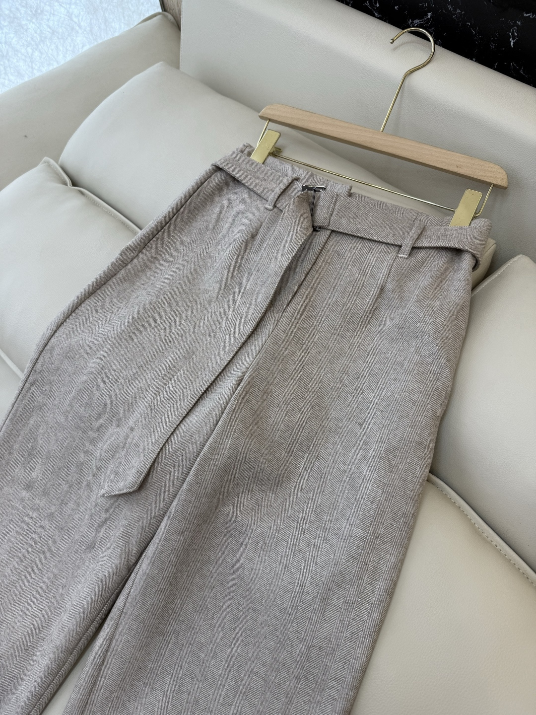 QD7957#新款裤子🌾BC 顶级版 51%羊毛 人字纹直筒裤 棕色 杏色 36-42